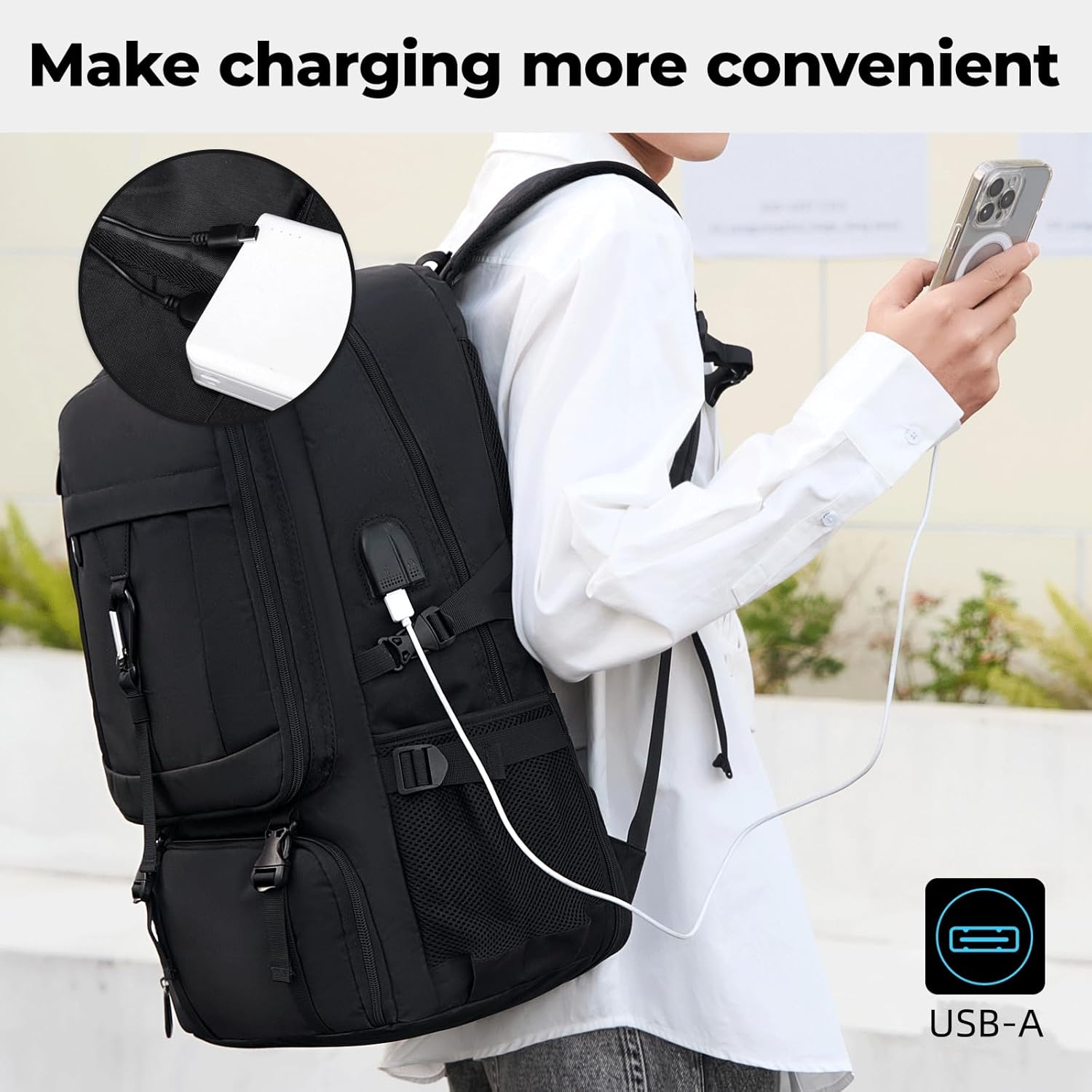 18.4 Inch Travel Backpack with shoe compartment,80L Extra Large Backpack,College Travel Daypack Anti Theft with USB Charging Port,Extra Large Backpack for Men Women to Travel Work Business · v6