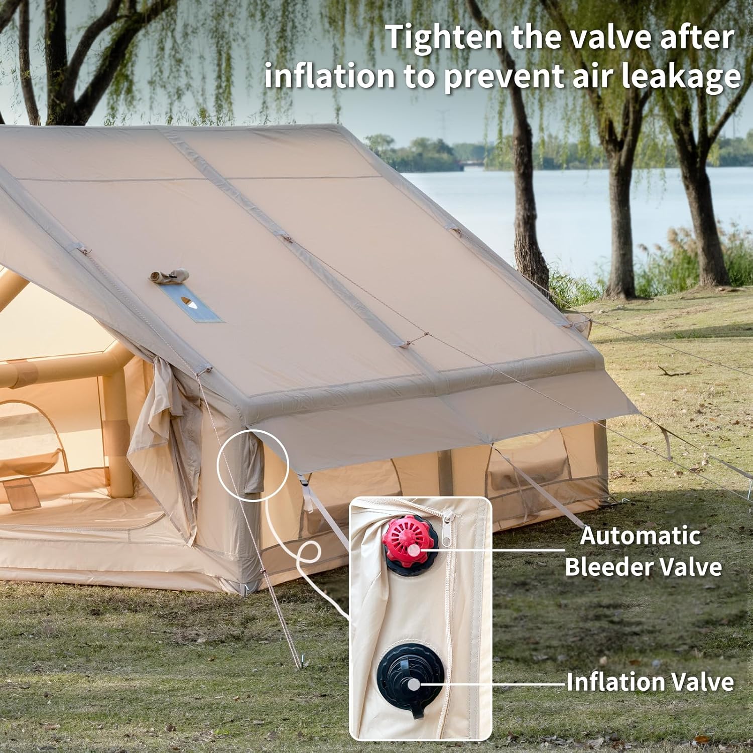 Inflatable Camping Tent with Hand Pump Easy Setup Waterproof Windproof Outdoor Blow up Tent 3-8 Person Oxford 4 Season Glamping Air Tent Cabin House · v2