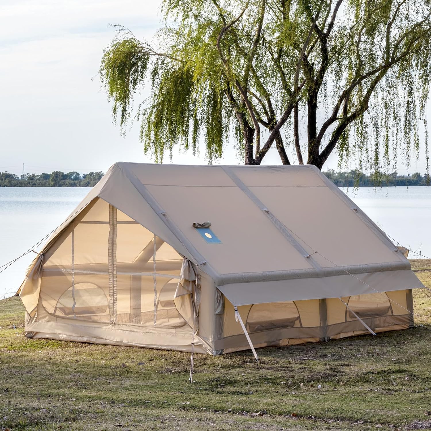 Inflatable Camping Tent with Hand Pump Easy Setup Waterproof Windproof Outdoor Blow up Tent 3-8 Person Oxford 4 Season Glamping Air Tent Cabin House · v2