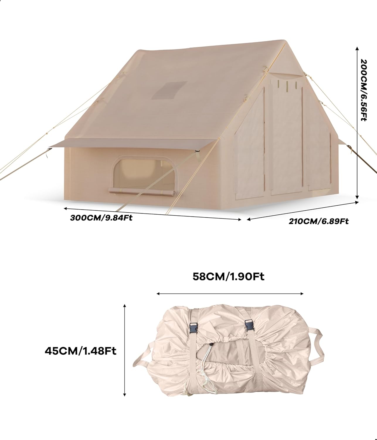 Inflatable Camping Tent with Pump, Luxury Camping Tent, Easy to Set Up, 4-Season Waterproof and Windproof Outdoor Gazebos, Luxury Cabin Tent with Two Doors and Six Windows. · v3