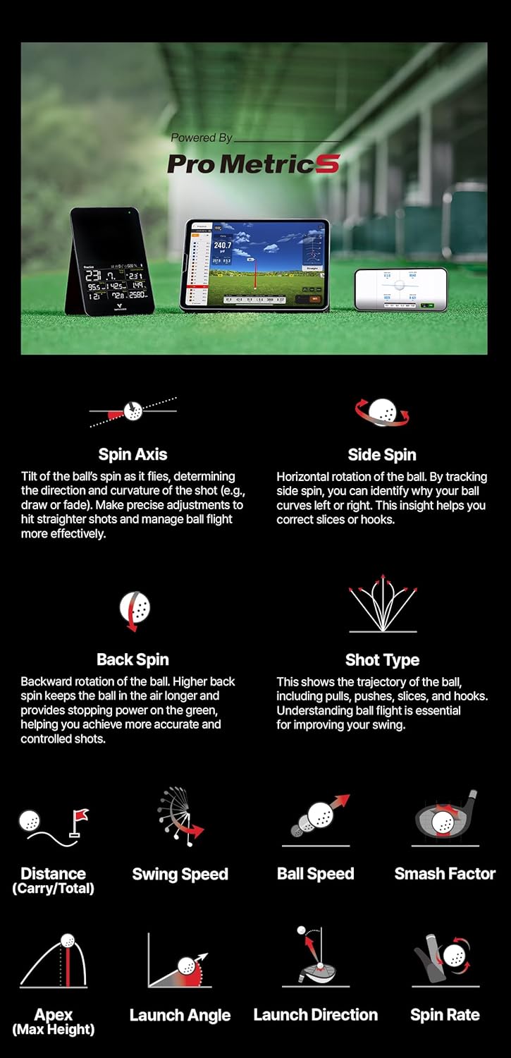 Voice Caddie SC4 PRO Golf Launch Monitor Simulatore 3D di driving range per uso interno ed esterno | Analizzatore di oscillazioni da golf portatile e tracker da golf con schermo integrato