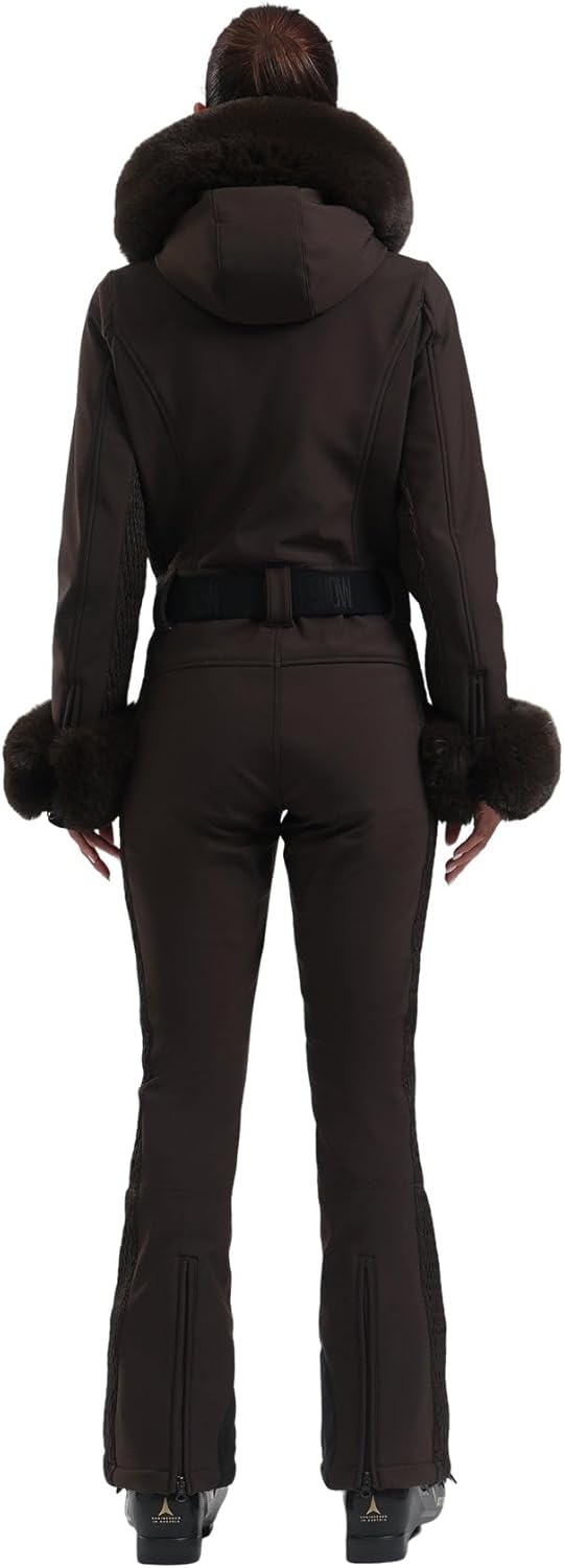 GSOU SNOW Ski Suit Women One Piece Snowsuit Slim Ski Jumpsuit Faux Fur Snowboard Waterproof Windproof Insulated Warm Hooded · v3
