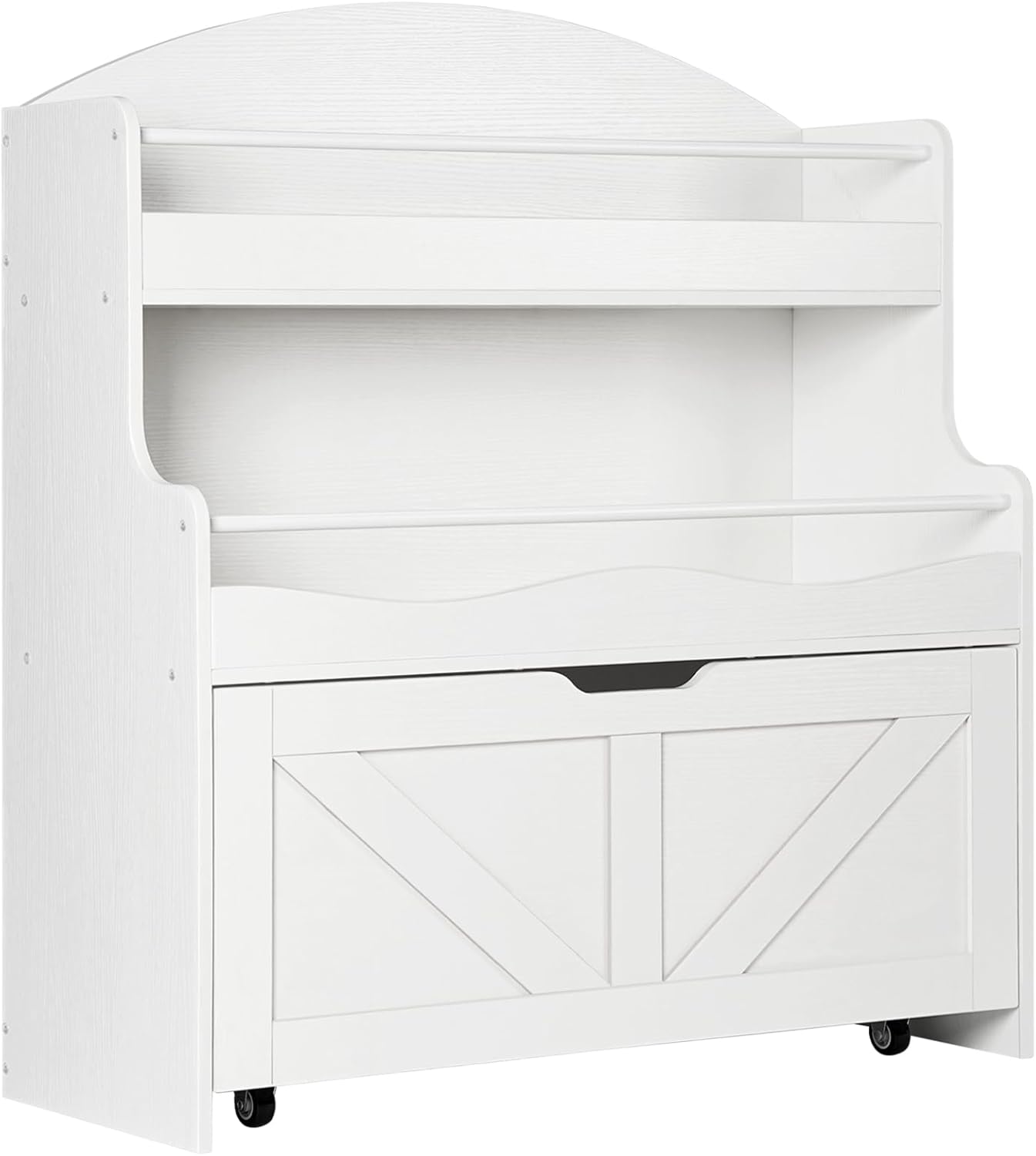 HOOBRO Kids Bookshelf, Toy Storage Organizer with Storage and Movable Drawer, Children Bookcase with Crossbar, Bookcase Display, Kids Bookshelf and Toy Storage for Playroom or Nursery, White WT08CW01 · v3