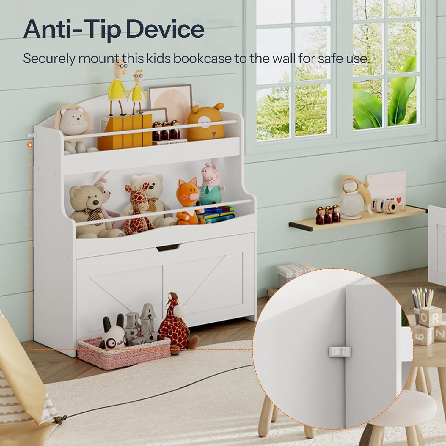 HOOBRO Kids Bookshelf, Toy Storage Organizer with Storage and Movable Drawer, Children Bookcase with Crossbar, Bookcase Display, Kids Bookshelf and Toy Storage for Playroom or Nursery, White WT08CW01 · v3