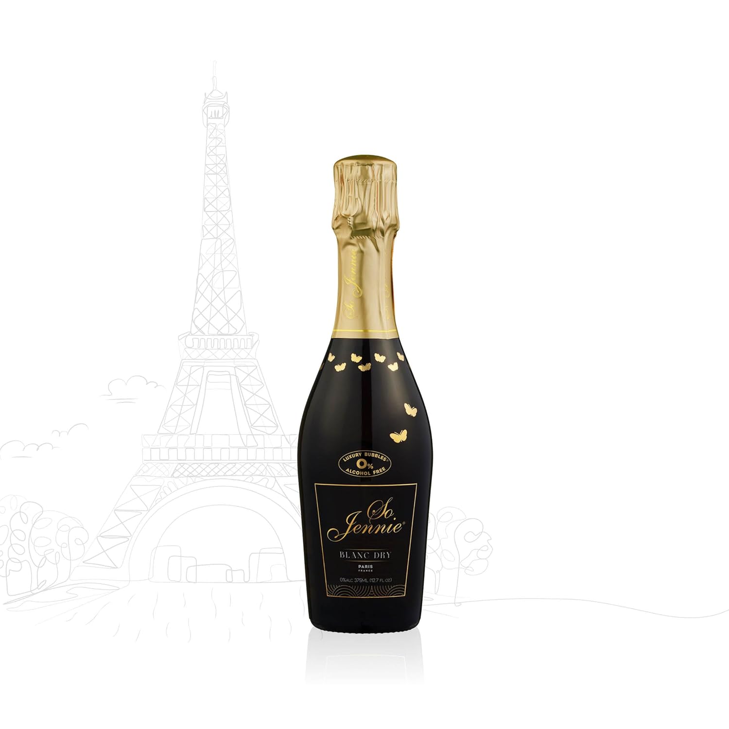So Jennie Paris Alcohol-Free Blanc Dry Sparkling Wine - Certified Halal, Low Calorie, Sulfite Free - No Preservatives, No Added Sugar (375ml, Case of 6) · v3