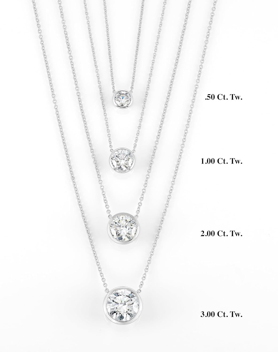 IGI-zertifizierte 1/4 bis 3 Karat Labor-gewachsene Diamant-Halskette mit rundem Solitär-Anhänger für Damen I Halskette aus 14-karätigem Gold (G-H, VS1-VS2, cttw) I 16—18 Zoll verstellbare lange Halskette