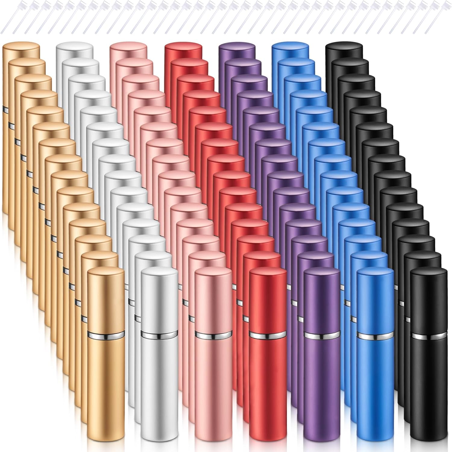 105 Pcs 10ml Refillable Perfume Atomizer Mini Refillable Travel Spray Perfume Bottle Portable Perfume Bottle Bulk with 105 Pcs Perfume Refill Pump Perfume Dispenser Pump Transfer Tool for Outgoing · v3