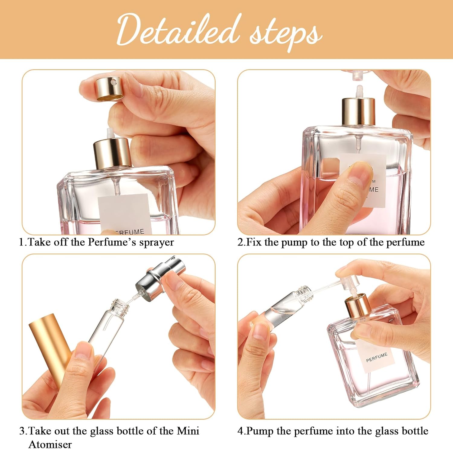 105 Pcs 10ml Refillable Perfume Atomizer Mini Refillable Travel Spray Perfume Bottle Portable Perfume Bottle Bulk with 105 Pcs Perfume Refill Pump Perfume Dispenser Pump Transfer Tool for Outgoing · v3