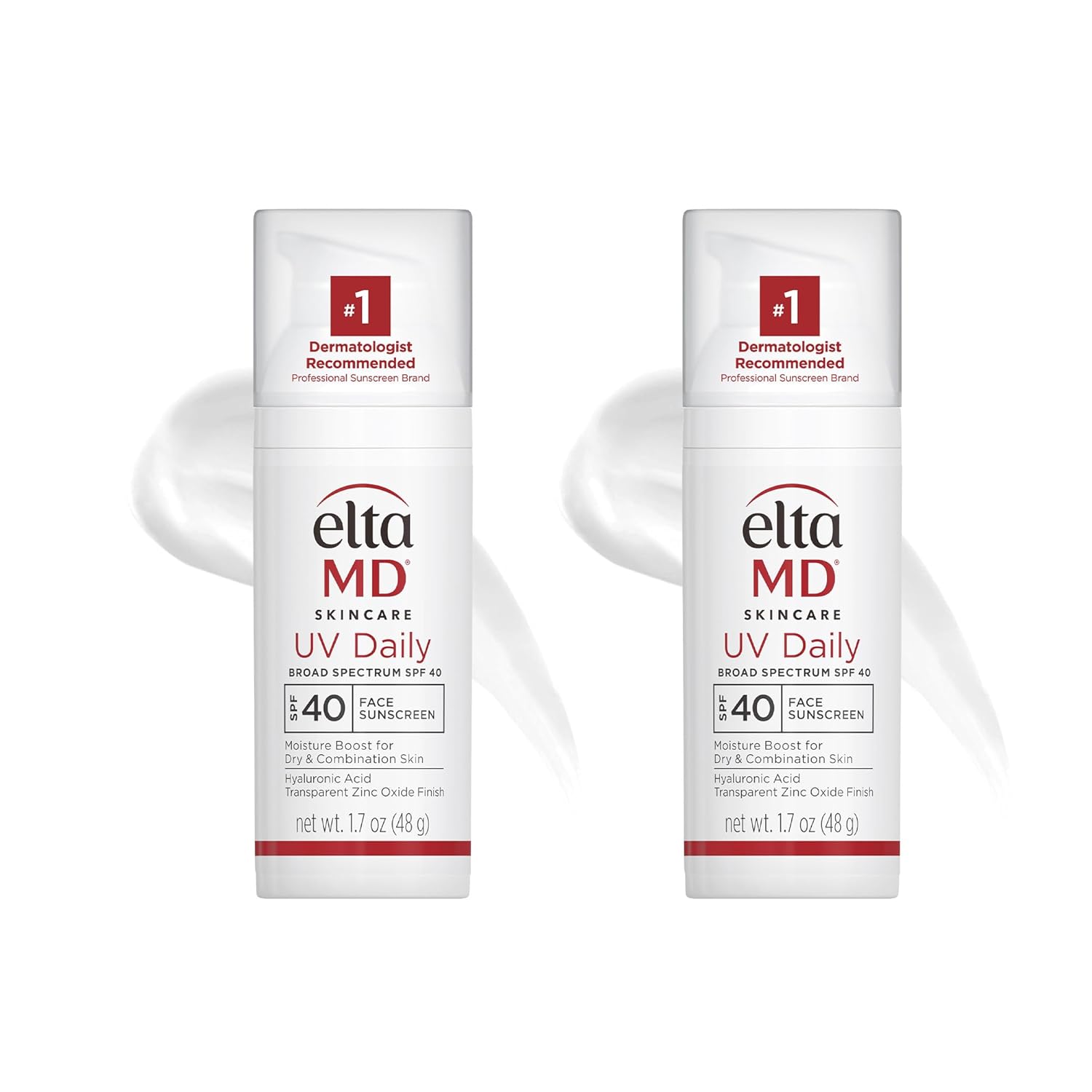 EltaMD UV Daily SPF 40 Face Sunscreen Moisturizer with Zinc Oxide, Daily Face Moisturizer with SPF, Sunscreen, 1.7 oz Pump (Pack of 2)