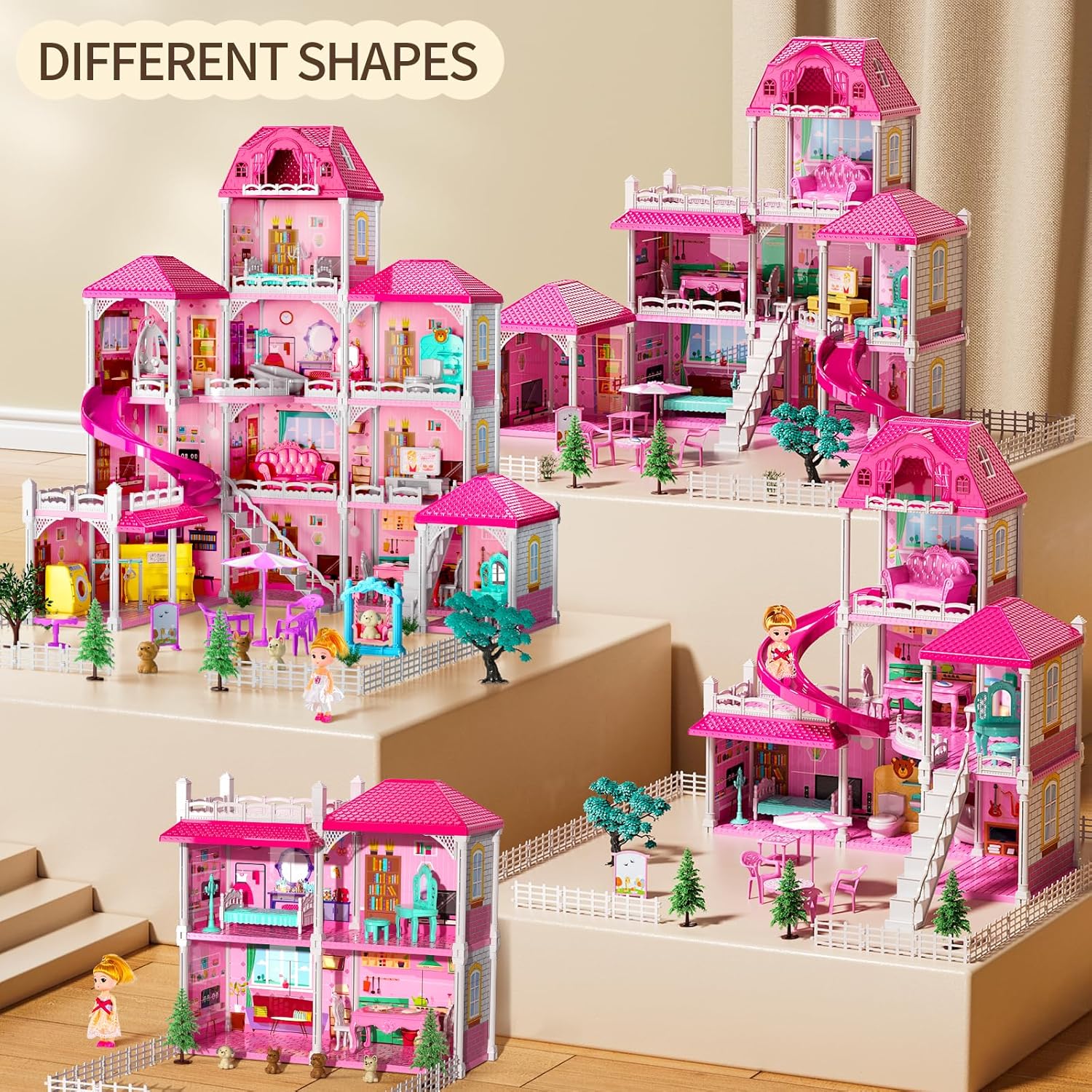 Villa Girls Toys per bambini da 3 4 5 6 7-12 anni Camere Giocattoli per interni con 2 bambole, Giocattolo Pretend Plays con accessori e mobili, Gioco all'aperto per bambini, Giocattoli per ragazze, Regali, Giocattoli per 3-6
