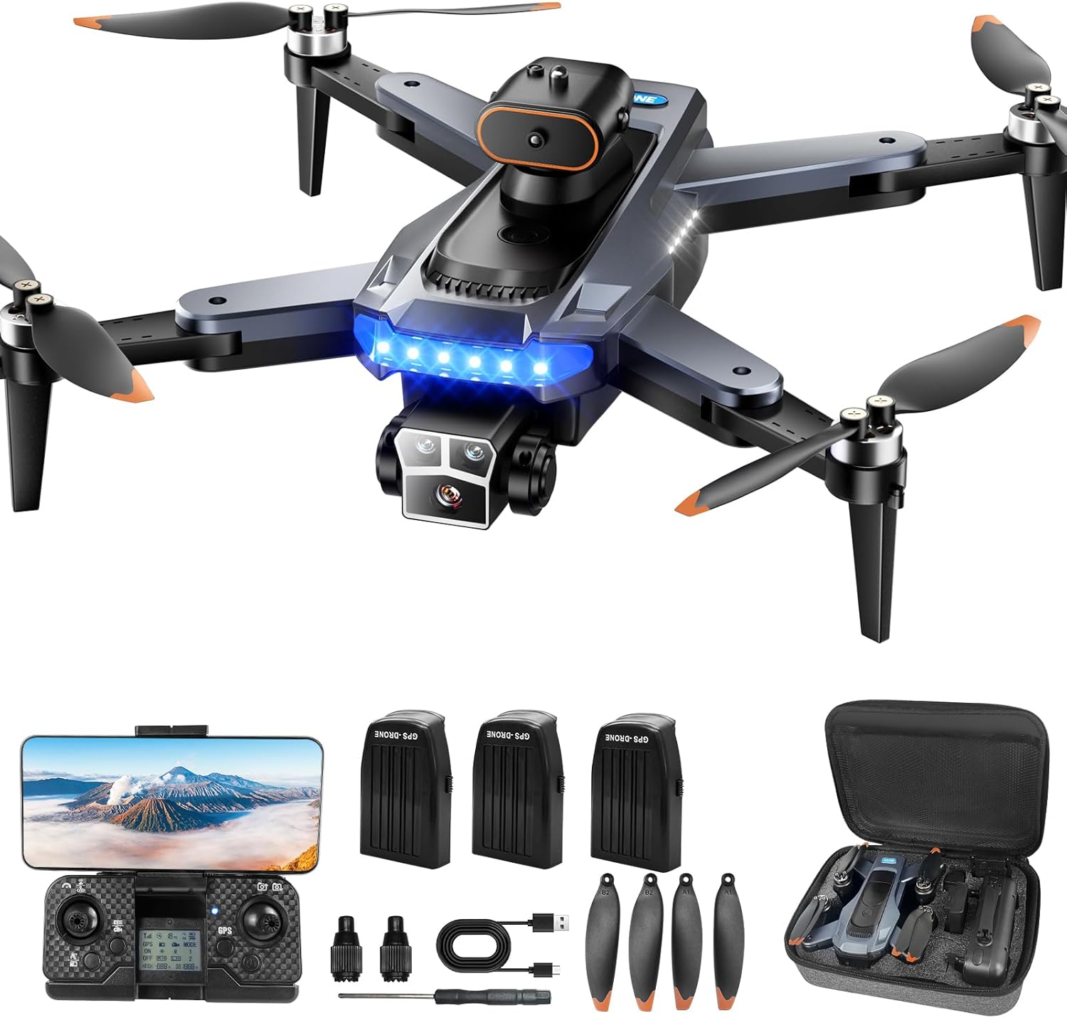 Droni GPS con telecamera 4K per adulti di età inferiore a 249 g, drone P17 con motore brushless, trasmissione 5G, 3 batterie, Follow Me, Smart Return Home, drone FPV pieghevole per lunghe distanze