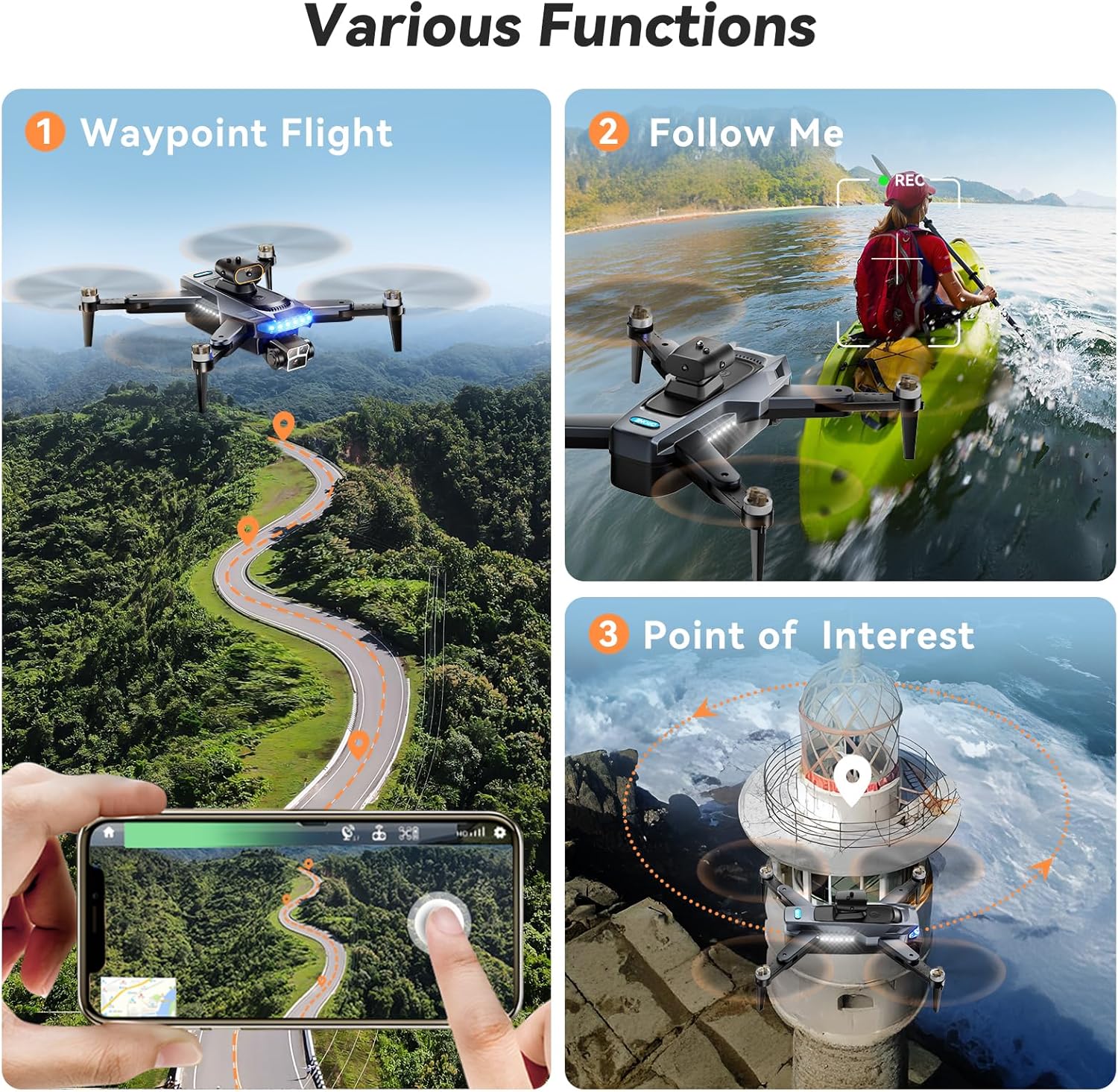 GPS Drones with 4K Camera for Adults Under 249g, P17 Drone with Brushless Motor 5G Transmission, 3 Batteries, Follow Me, Smart Return Home, Foldable FPV Drone for Long Distance · v4