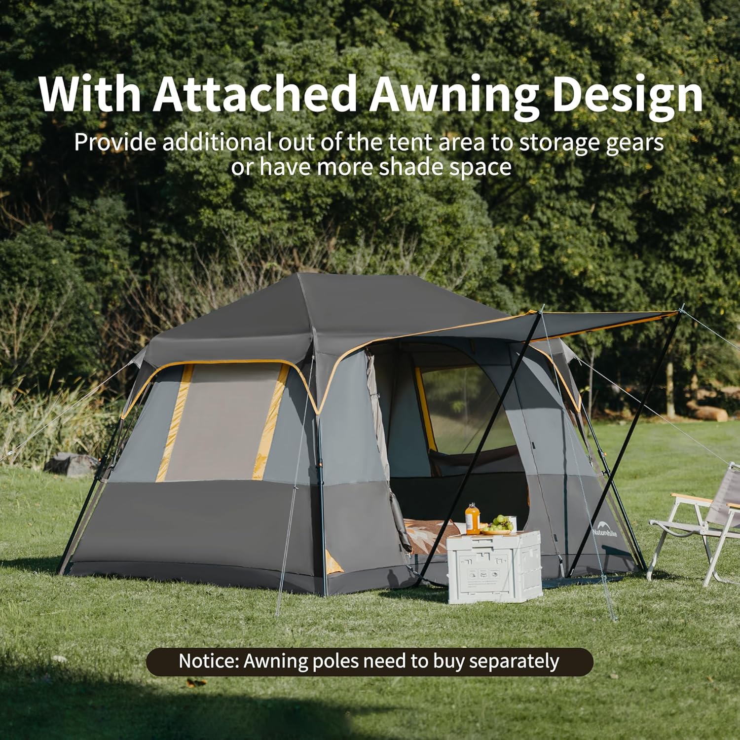 Naturehike Cape 4/6/8 Person Camping Tent, 60S Easy Setup Instant Tent Pop up Tent, Waterproof Large Tall 6/8 Person Tents for Camping, Car Camping · v5