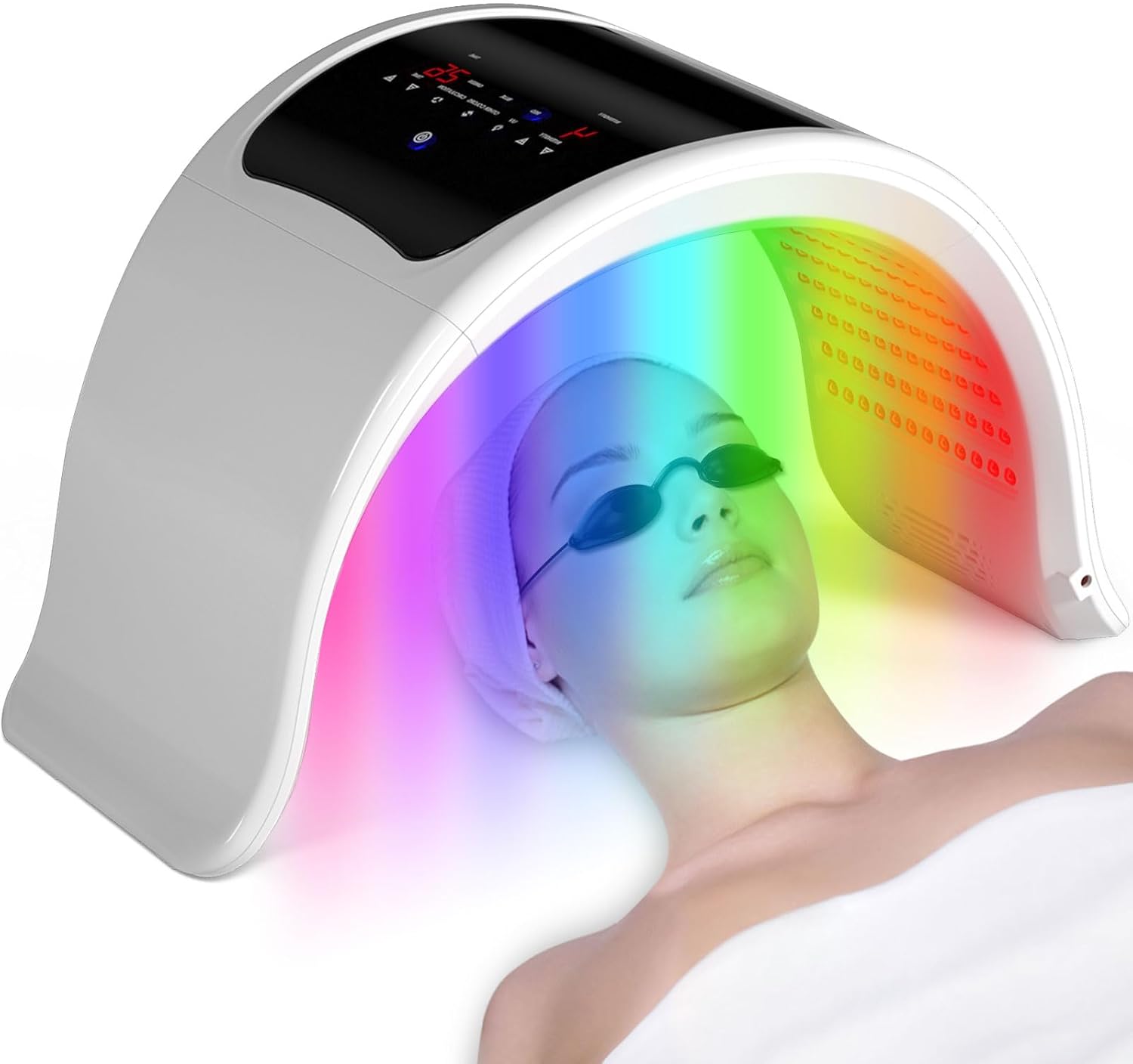 Led Face Mask Light Therapy, 8Color LED Light Therapy for Face, Red Light Therapy Mask, Circulation Photon LED Red Light Therapy for Face and Neck Beauty Salon Home Spa Skin Care Facial Rejuvenation · v9