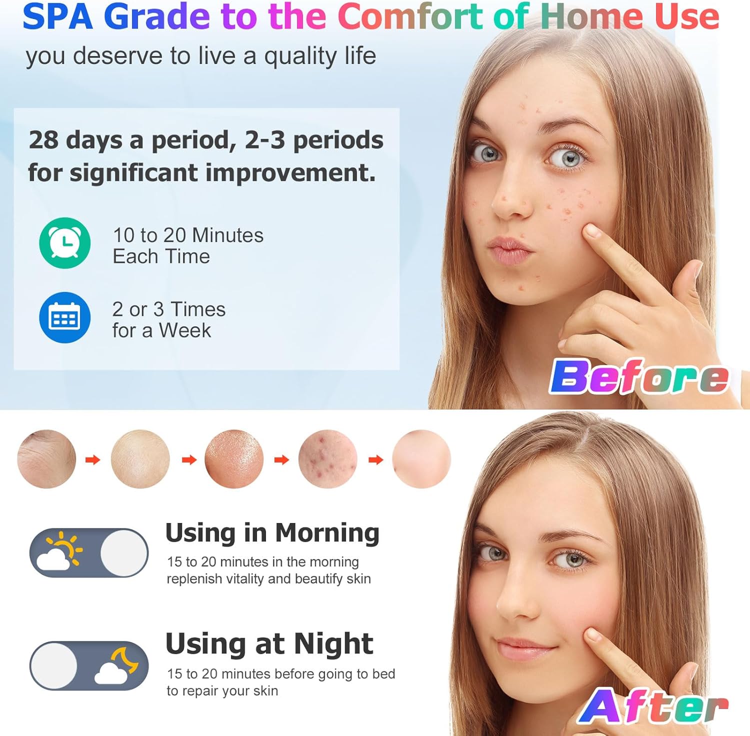 Led Face Mask Light Therapy, 8Color LED Light Therapy for Face, Red Light Therapy Mask, Circulation Photon LED Red Light Therapy for Face and Neck Beauty Salon Home Spa Skin Care Facial Rejuvenation · v9