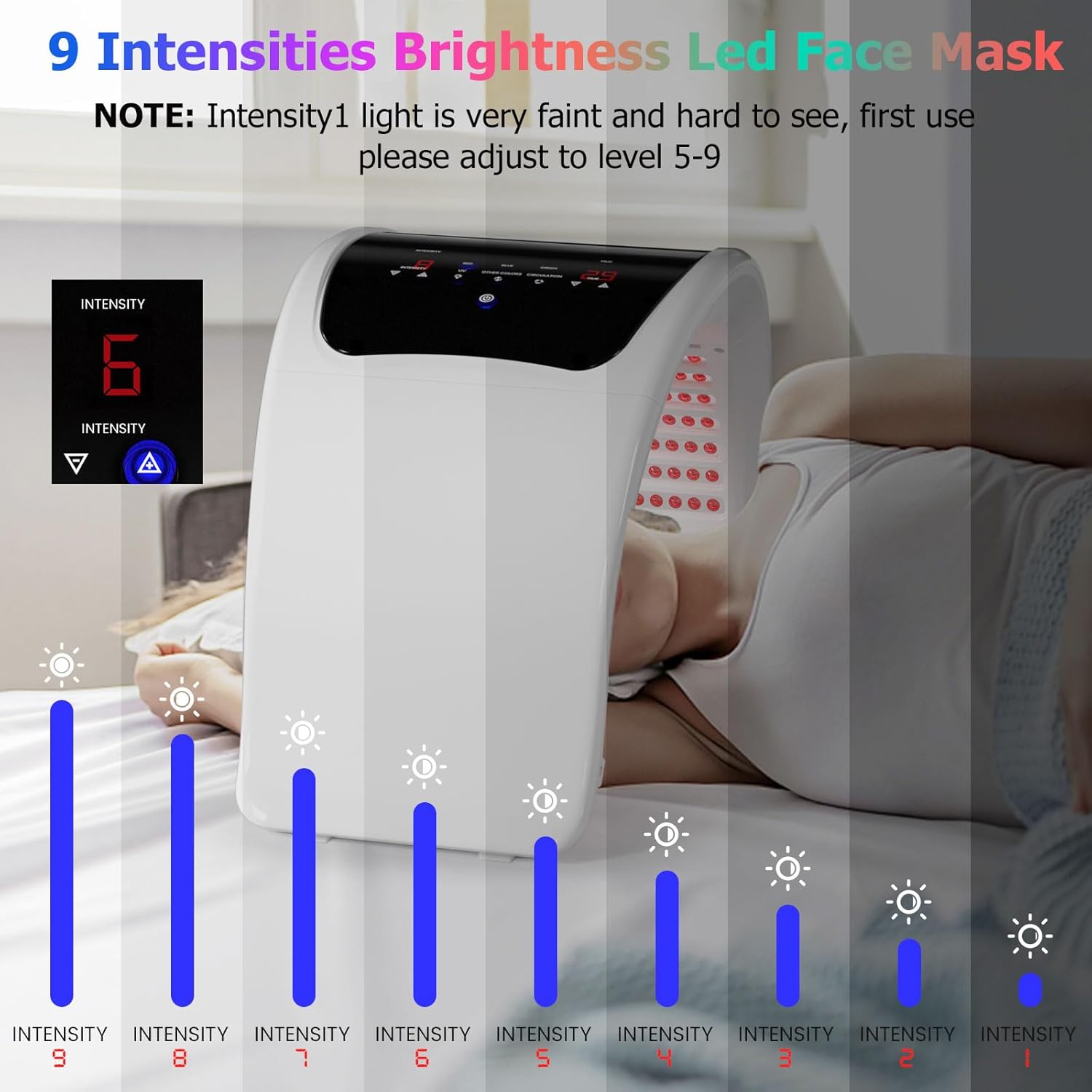Led Face Mask Light Therapy, 8Color LED Light Therapy for Face, Red Light Therapy Mask, Circulation Photon LED Red Light Therapy for Face and Neck Beauty Salon Home Spa Skin Care Facial Rejuvenation · v9