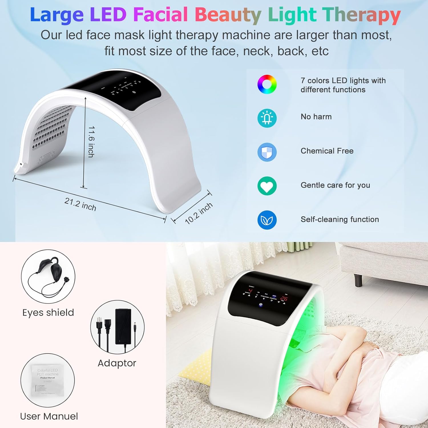 Led Face Mask Light Therapy, 8Color LED Light Therapy for Face, Red Light Therapy Mask, Circulation Photon LED Red Light Therapy for Face and Neck Beauty Salon Home Spa Skin Care Facial Rejuvenation · v9