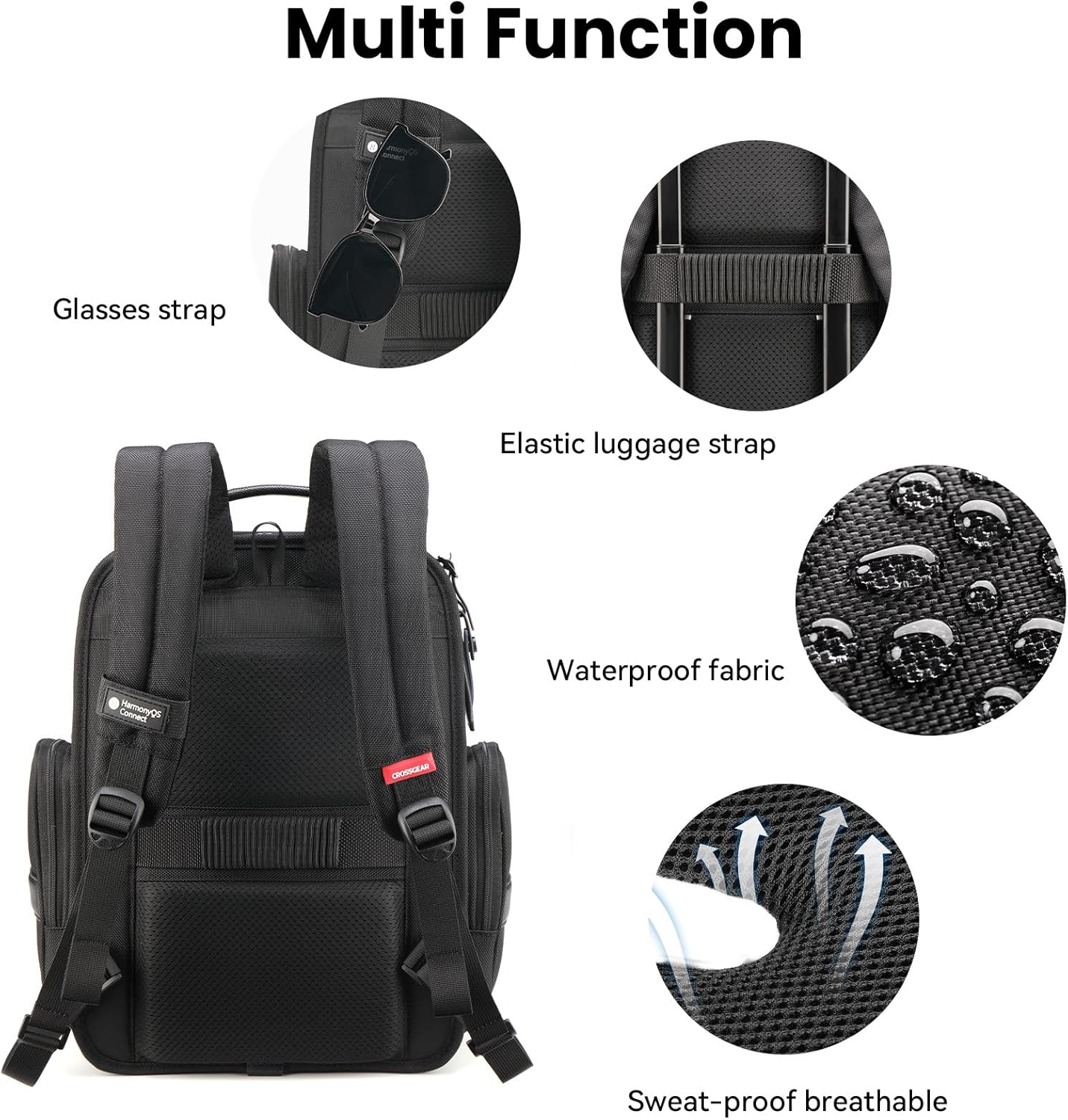 Business-Laptop-Rucksack für Männer und Frauen, 20 l große Büchertasche für Reisen, von der TSA zugelassen, Handgepäckrucksack, wasserdichter, lässiger Tagesrucksack, 15,6 l, professionelle Computertasche mit dickeren Fächern, Schwarz