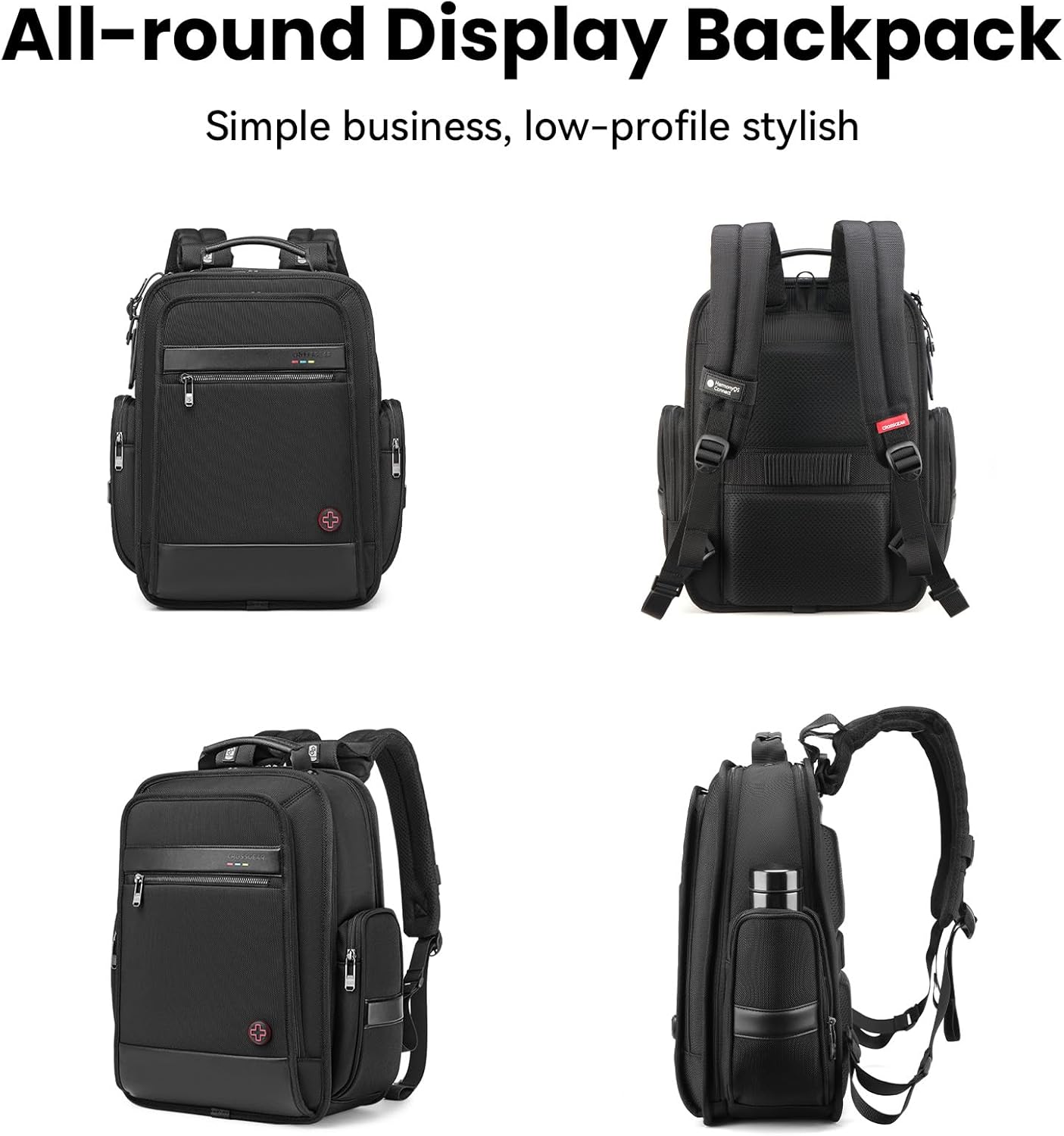 Business-Laptop-Rucksack für Männer und Frauen, 20 l große Büchertasche für Reisen, von der TSA zugelassen, Handgepäckrucksack, wasserdichter, lässiger Tagesrucksack, 15,6 l, professionelle Computertasche mit dickeren Fächern, Schwarz
