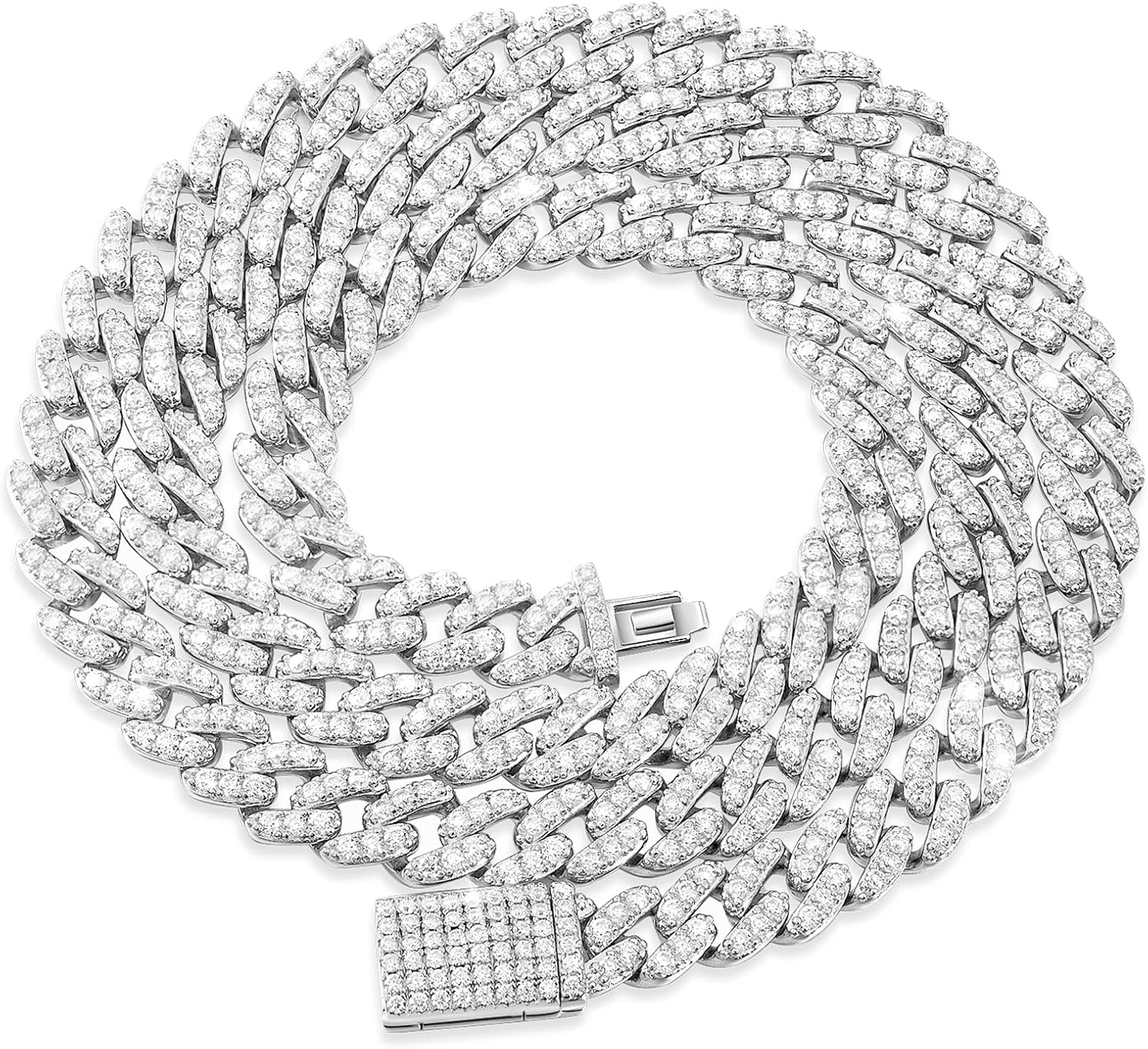 Cadena de eslabones cubanos con moissanita de 8 mm para hombre y mujer, collar VVS de 9,12 a 13,44 quilates con diamantes Iced Out Lab para hombre, collar de diamantes para hombre, chapado en oro blanco de 18 quilates, cadenas de moissanita, cadenas de moissanita, ostentosas gargantillas de hip hop de lujo de Miami, joyas para hombre, 16, 18, 20, 22, 24 pulgadas