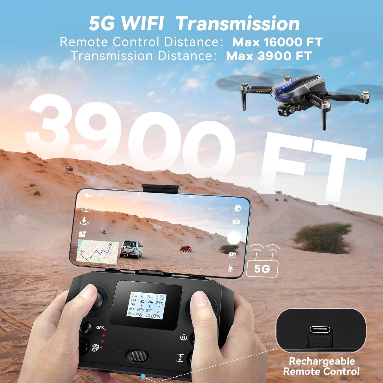 3-Axis Gimbal EIS Drones with Camera for Adults 4K/30FPS, HYTOBP AE8 GPS Drone with Brushless Motor, 2 Battery, Max 56 Mins Flight, QuickShots, Auto Return, Wind Resistance, Carrying Bag · v4