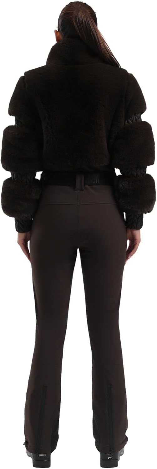 GSOU SNOW Women Ski Suit One Piece Snowsuit Snowboard Faux Fur Collar Slim Jumpsuit Jacket Insulated Windproof Outdoor Winter · v3