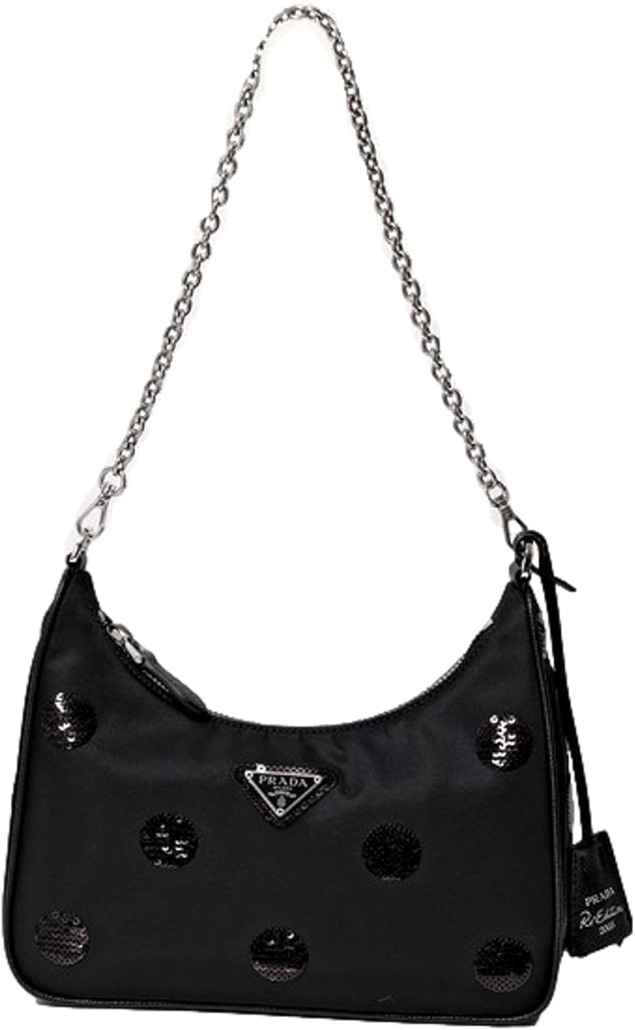 Prada Re-Edition 2005 Mini Sequin Embellished Hobo Bag, Black · v2