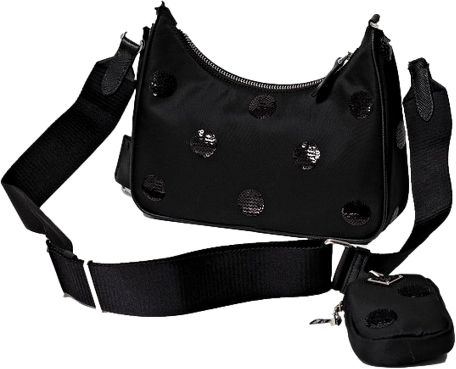 Prada Re-Edition 2005 Mini Sequin Embellished Hobo Bag, Black · v2