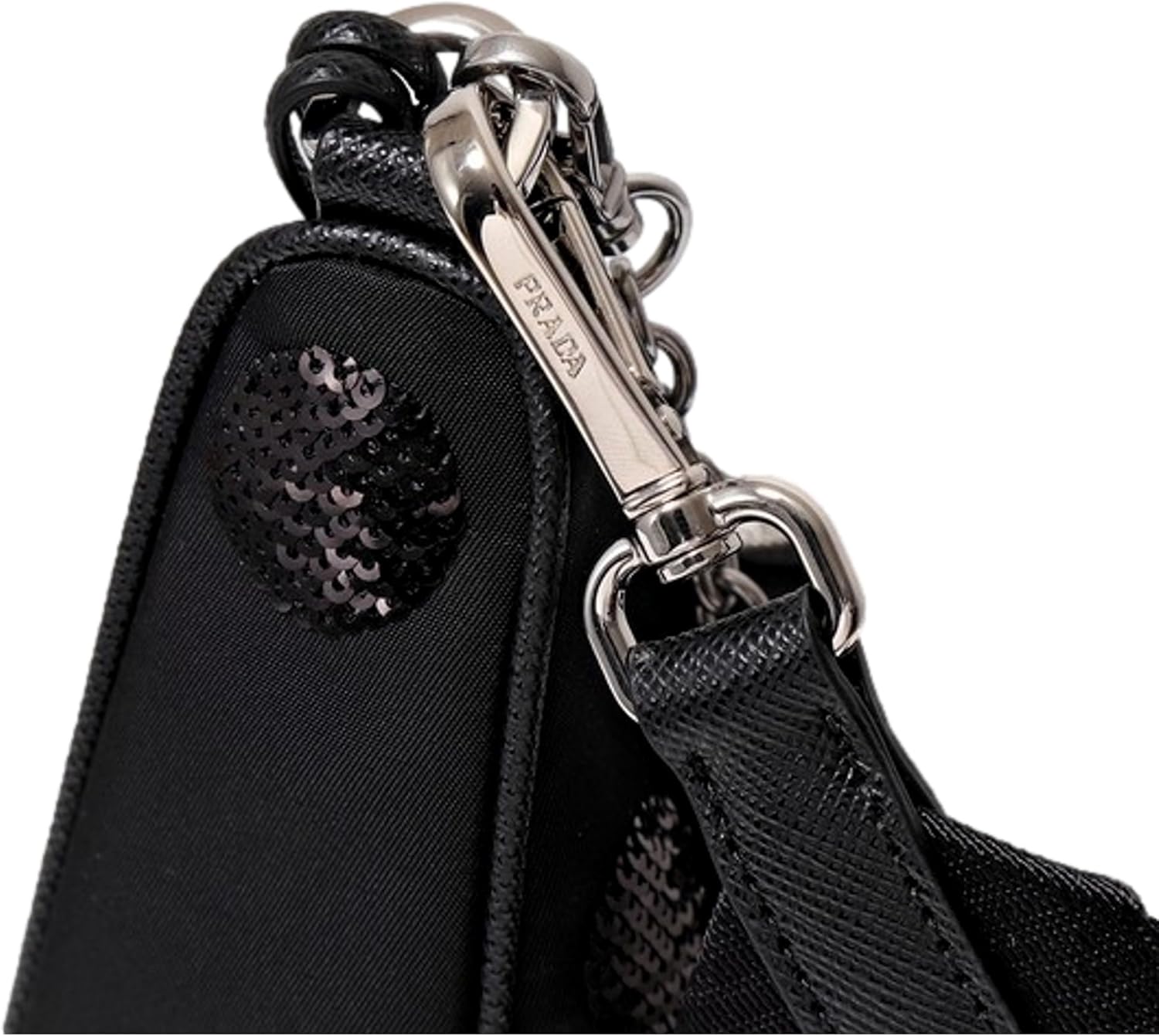 Prada Re-Edition 2005 Mini Sequin Embellished Hobo Bag, Black · v2