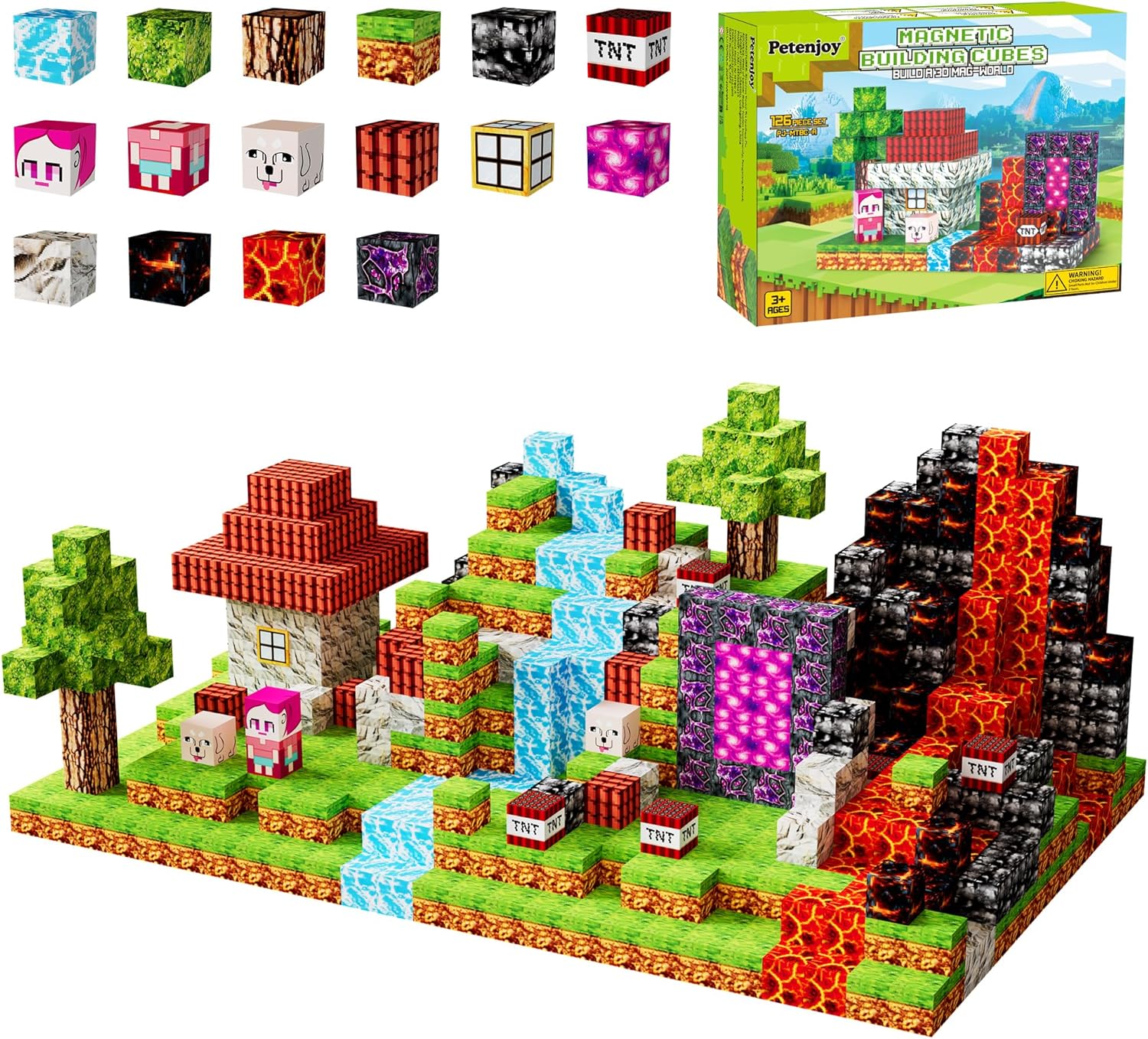Magnetic Blocks Kids Building Toys - 1 Magnetic Cube Building Blocks Toddler Toy 126 PCS Set, STEM Sensory Toy for 3-5 5-7 Year Old Boys Girls Game Themed · v2