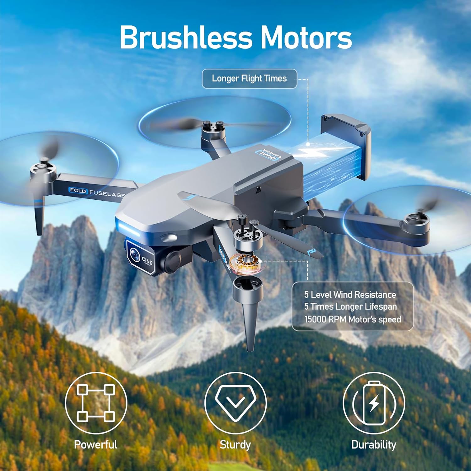 Drone ShowyLive con fotocamera 1080P, drone FPV per bambini di 8 anni, quadricottero con obiettivo regolabile con motore brushless, prevenzione ostacoli, decollo con una chiave, 3 batterie (nero)
