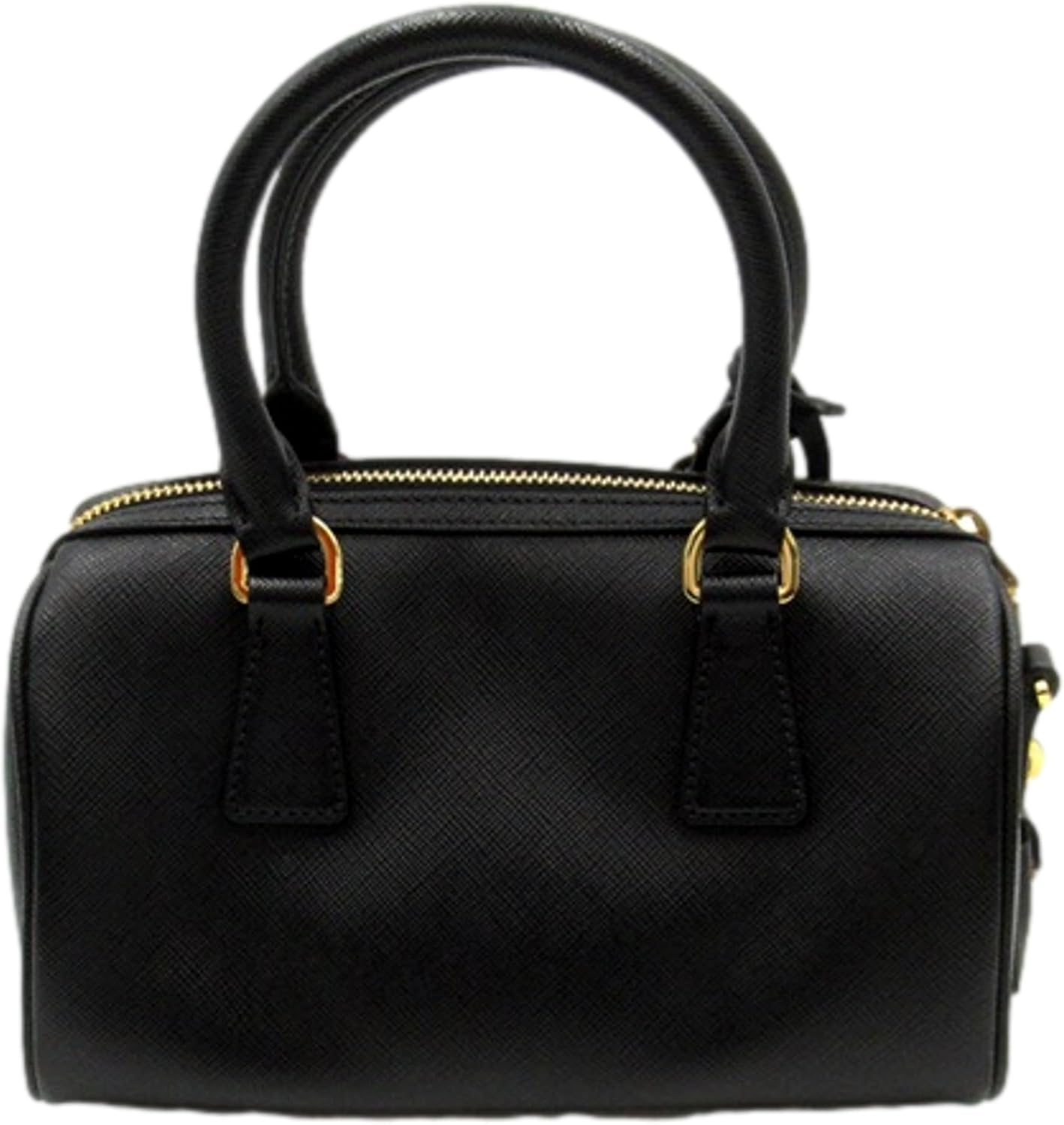 Prada Two-way Top Handle Crossbody Bag Saffiano Leather Black Gold · v3
