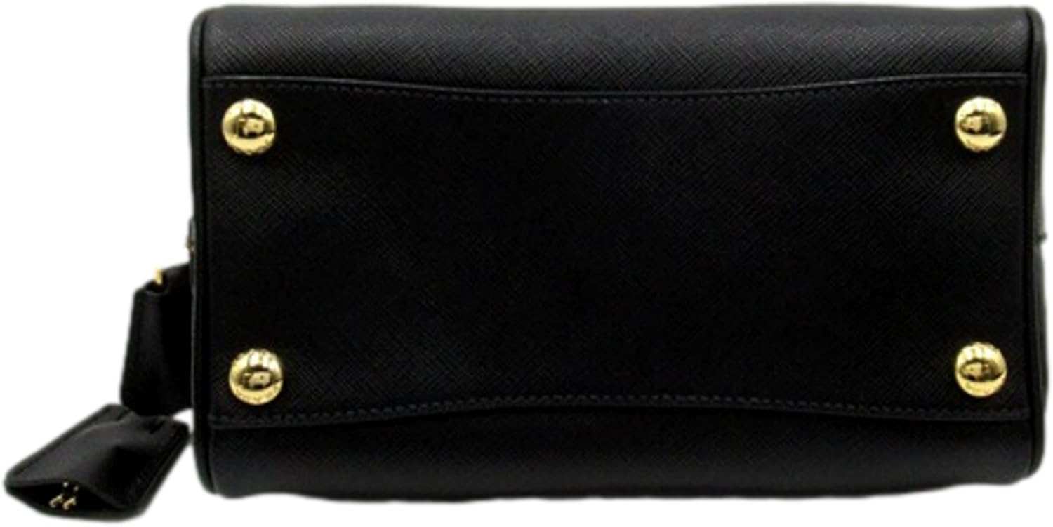 Prada Two-way Top Handle Crossbody Bag Saffiano Leather Black Gold · v3