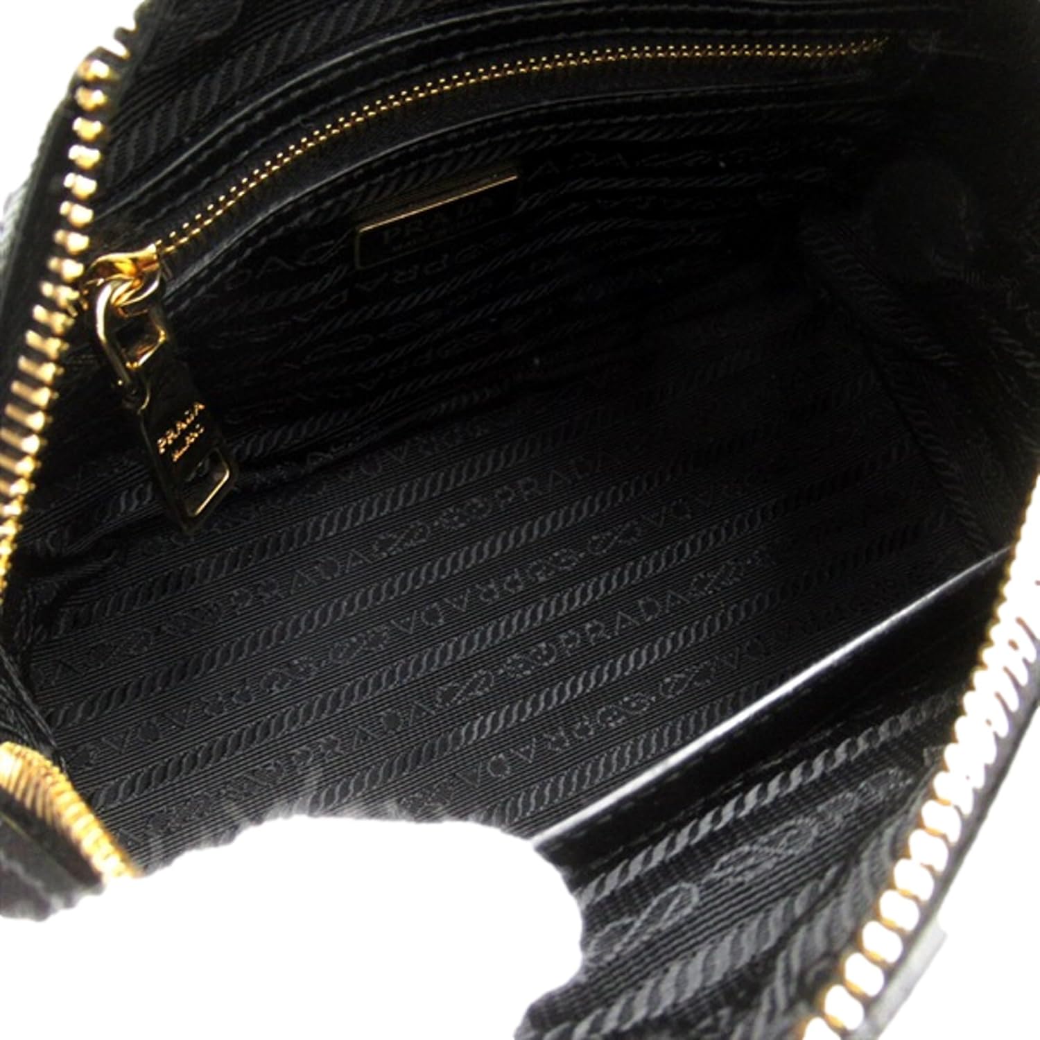 Prada Two-way Top Handle Crossbody Bag Saffiano Leather Black Gold · v3