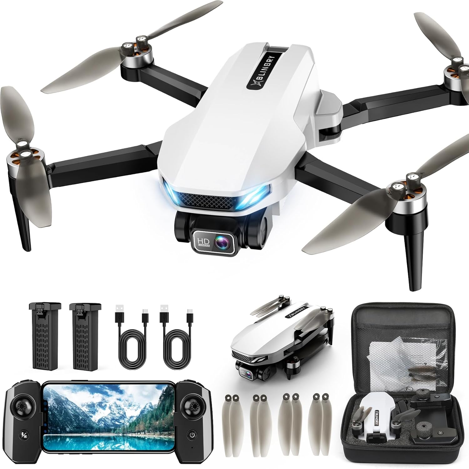 Drone with Camera for Adults, 2K HD GPS Drone with Auto Return, Follow Me, Circle Fly, Waypoint Fly, Optical Flow, Brushless Motor, Foldable 5G Transmission FPV Quadcopter · v4