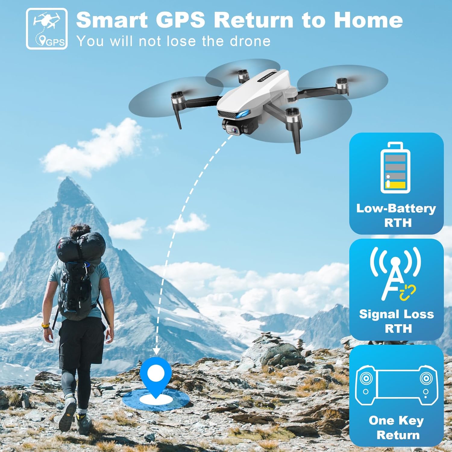 Drone with Camera for Adults, 2K HD GPS Drone with Auto Return, Follow Me, Circle Fly, Waypoint Fly, Optical Flow, Brushless Motor, Foldable 5G Transmission FPV Quadcopter · v4