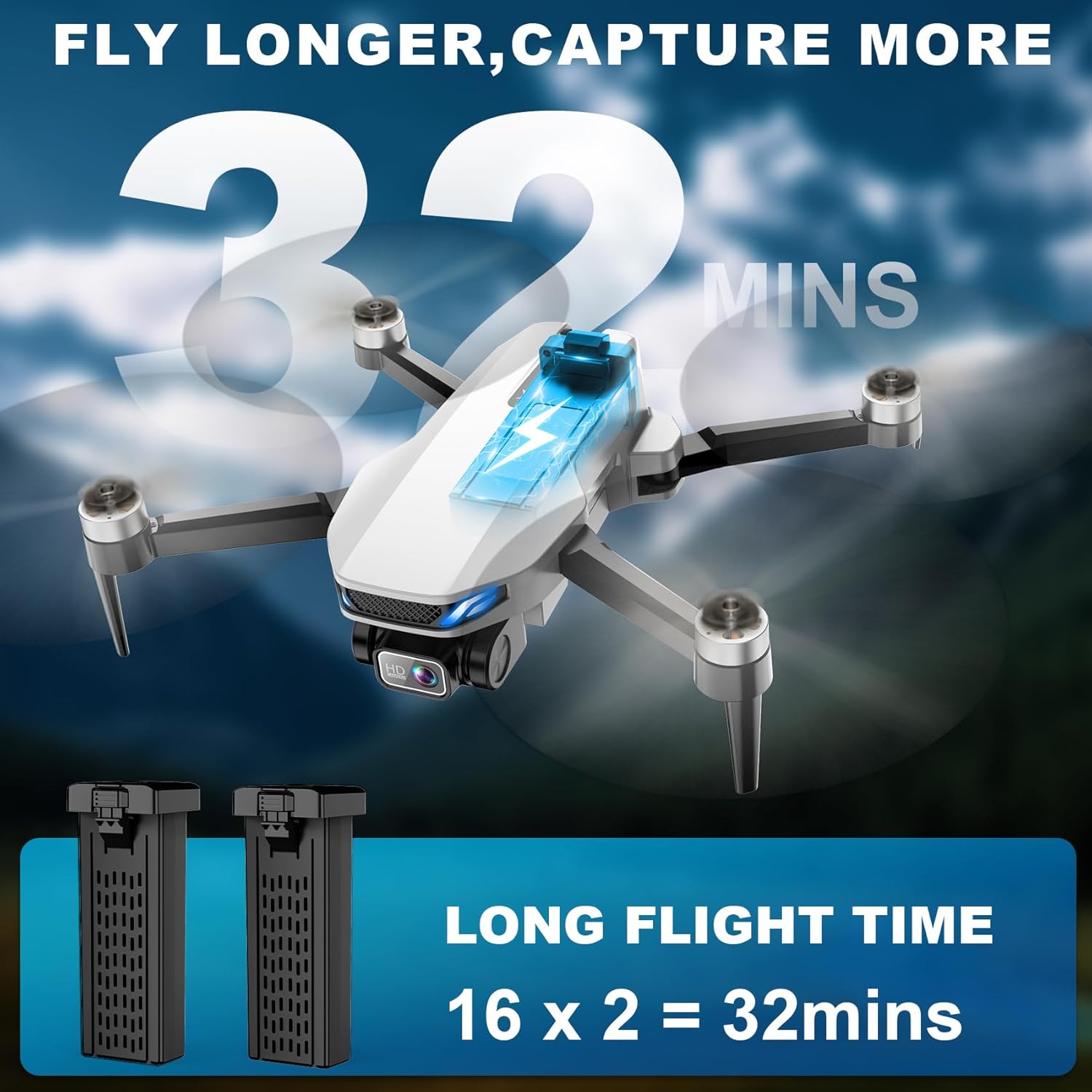 Drone with Camera for Adults, 2K HD GPS Drone with Auto Return, Follow Me, Circle Fly, Waypoint Fly, Optical Flow, Brushless Motor, Foldable 5G Transmission FPV Quadcopter · v4