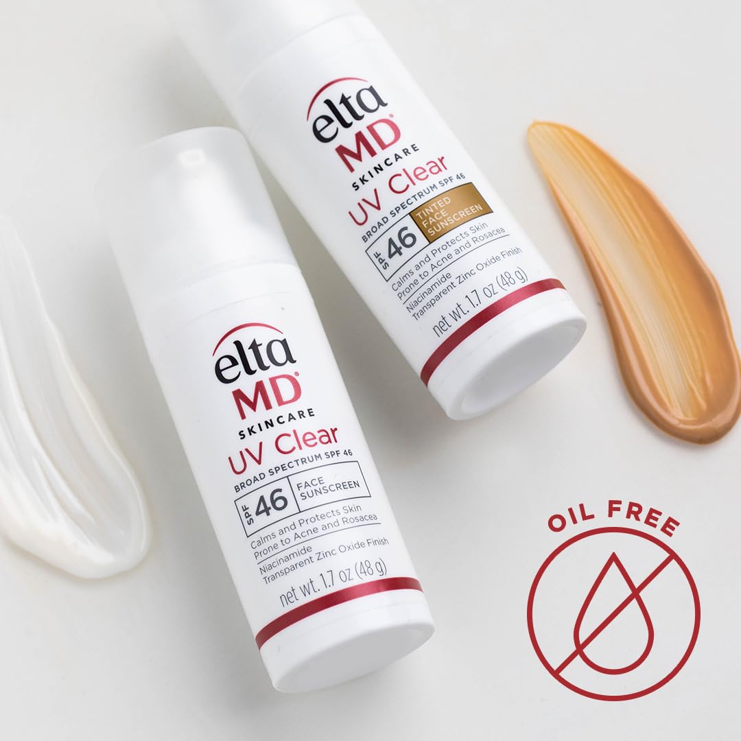 Crème solaire transparente EltaMD UV pour le visage SPF 46, crème solaire sans huile à l'oxyde de zinc, crème solaire recommandée par les dermatologues