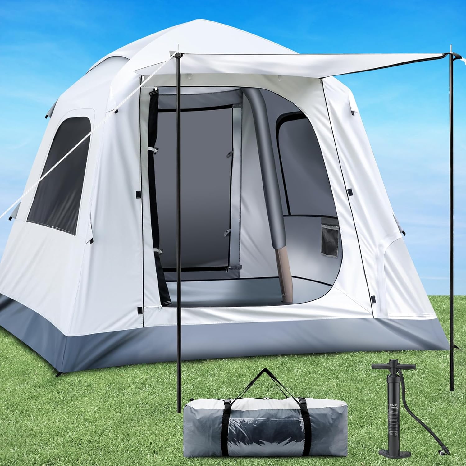 Easy Set up Inflatable Camping Tent 3-4 Person Glamping Outdoor Air Blow Up Tents, Waterproof Inflatable House Tent for Adults · v2
