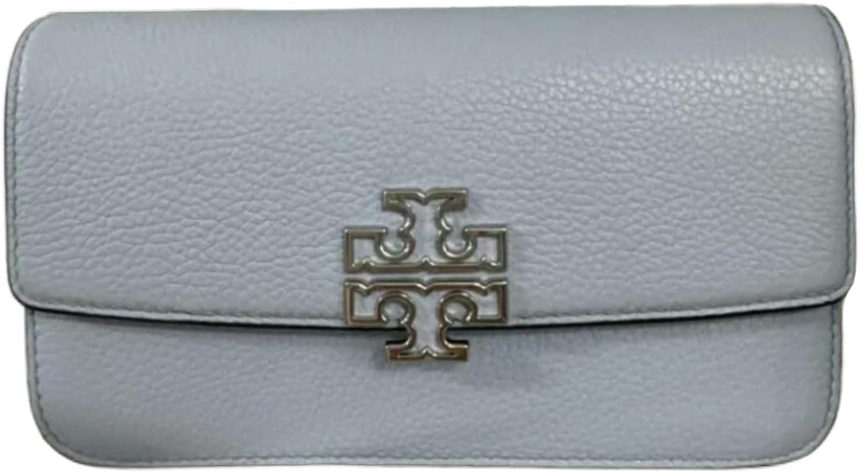 Tory Burch Womens Britten Chain Wallet with Wristlet (Blue Mist)