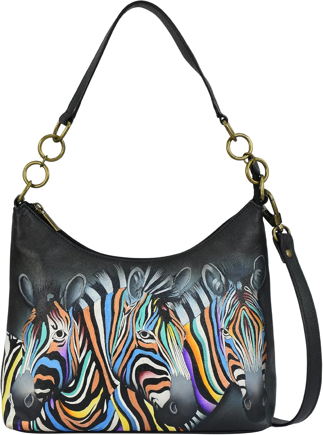 Anna by Anuschka Original Handbemalte Hobo-Schultertasche aus echtem Leder für Damen