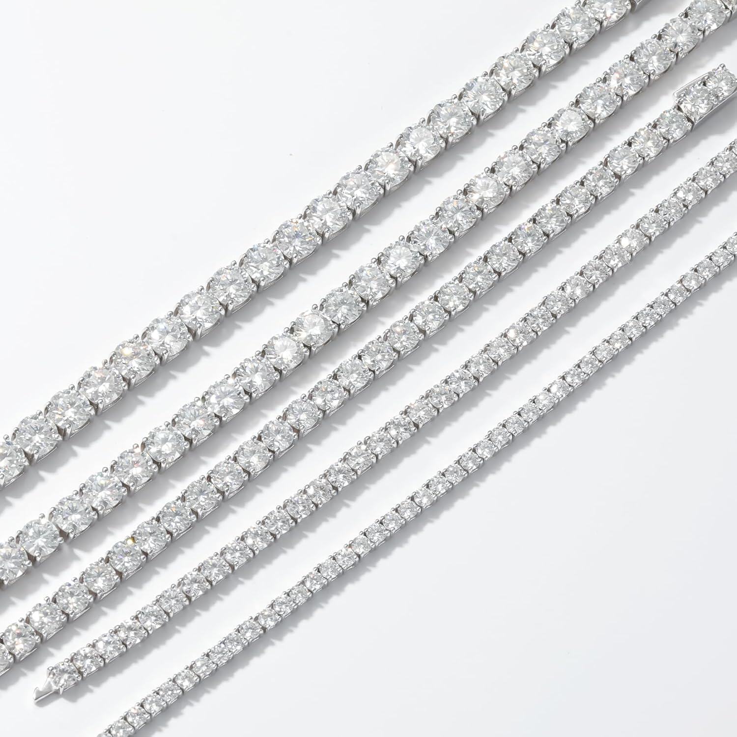 Moissanite Tennis Bracelet Lab-Created 3mm 4mm 5mm D Color VVS1 Round Cut Diamond Tennis Bracelet 18K White Gold Plated 925 Sterling Silver Tennis Bracelet Women Men. · v5