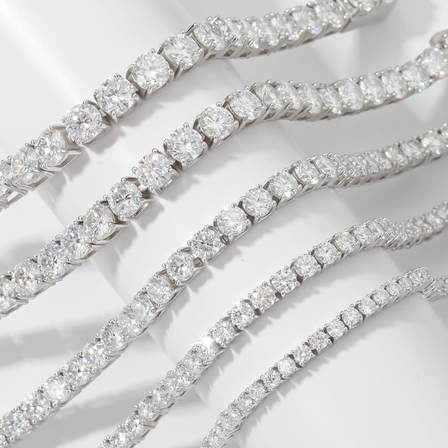 Moissanite Tennis Bracelet Lab-Created 3mm 4mm 5mm D Color VVS1 Round Cut Diamond Tennis Bracelet 18K White Gold Plated 925 Sterling Silver Tennis Bracelet Women Men. · v5