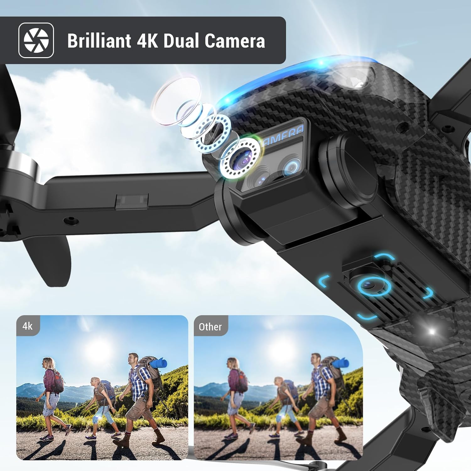 4K Drone for Kids Beginners,Emergency Stop,Headless Mode,Carrying Case,360 Flips,2 Batteries - Wireless Toys for Boys and Girls · v4
