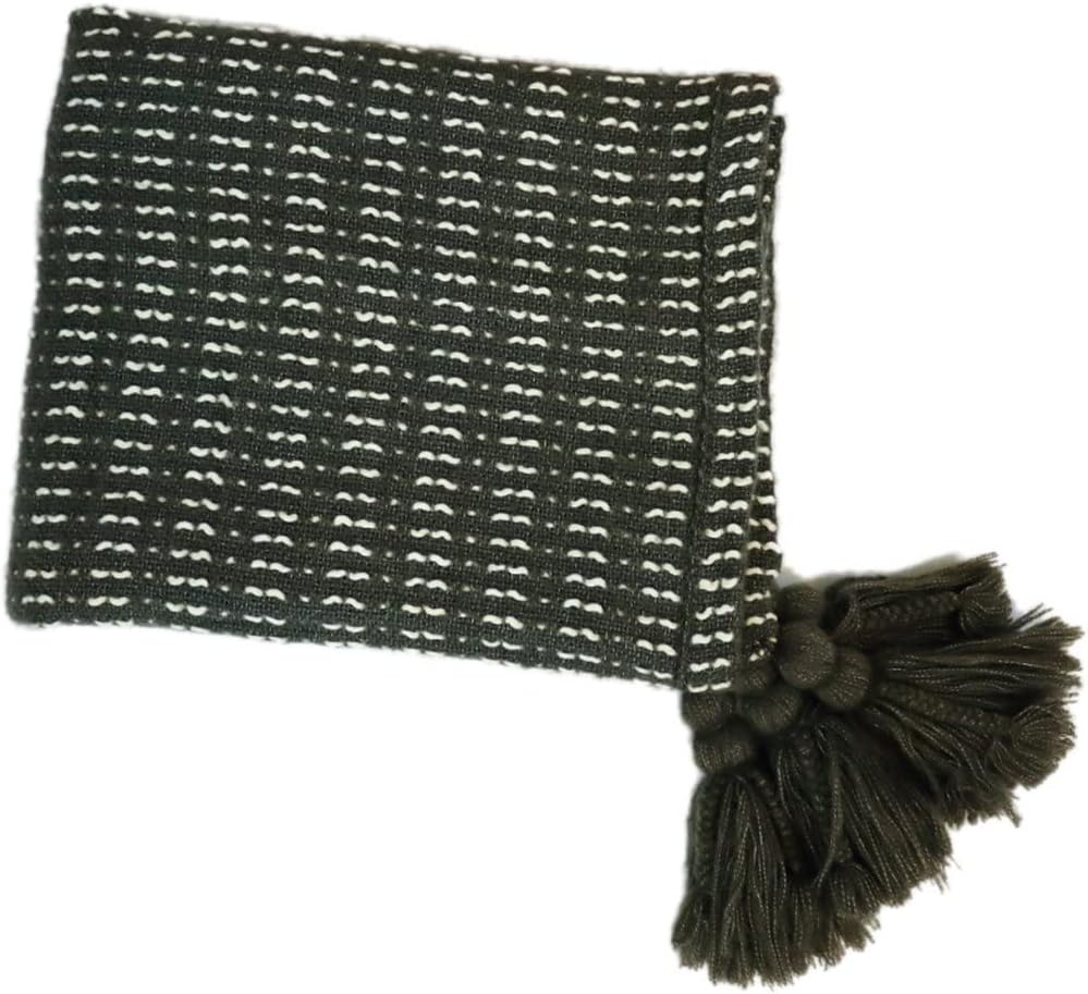 HBJWOV Nordic Light Luxury Knitted Dark Gray Hanging Ear Sofa Blanket Model Room Decoration Blanket Siesta Blanket