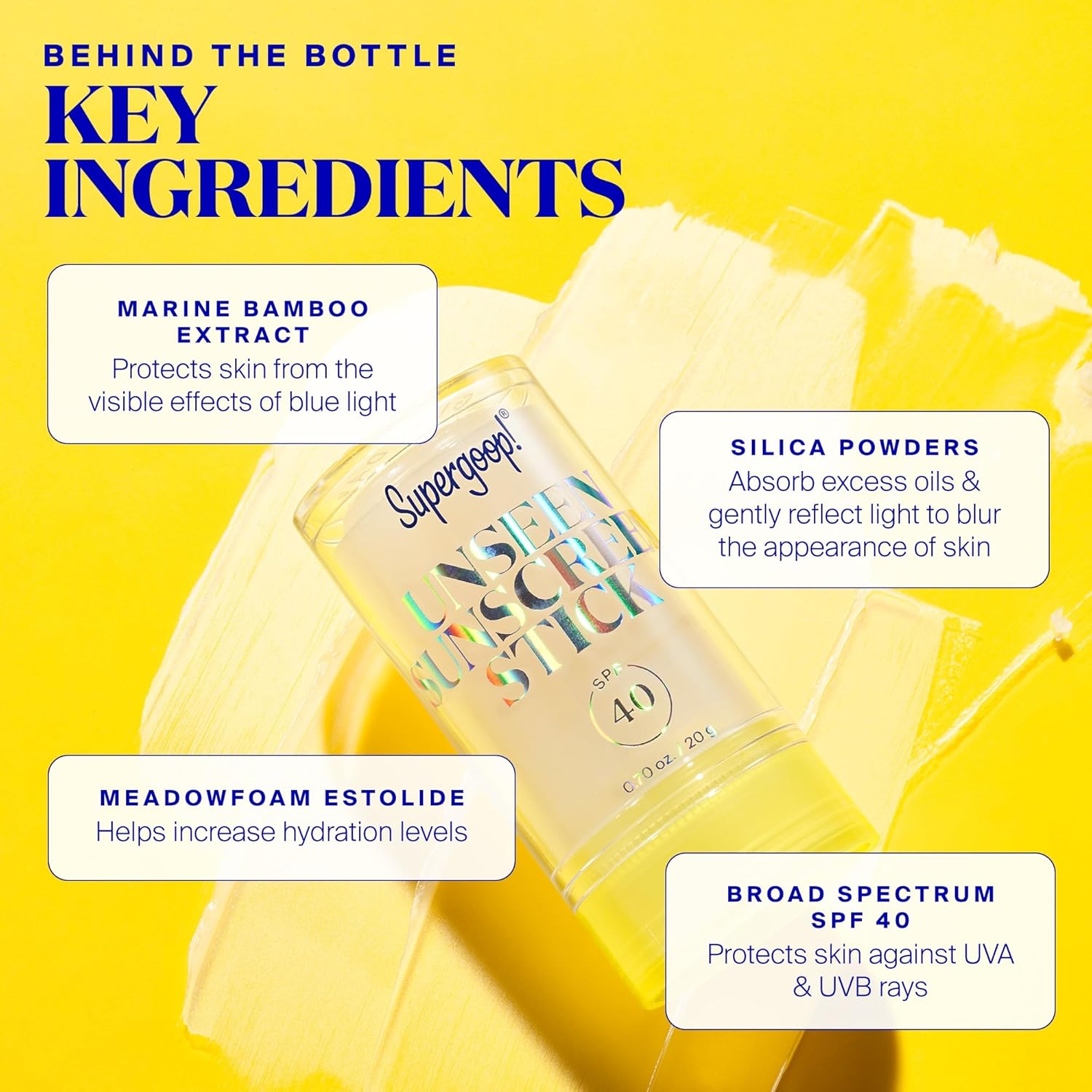 Supergoop! Unseen Sunscreen Stick SPF 40 Invisible Sun Protection - Broad Spectrum Face Sunscreen - Glides Over Makeup - Natural Finish - For All Skin Types - 0.7 fl oz · v3