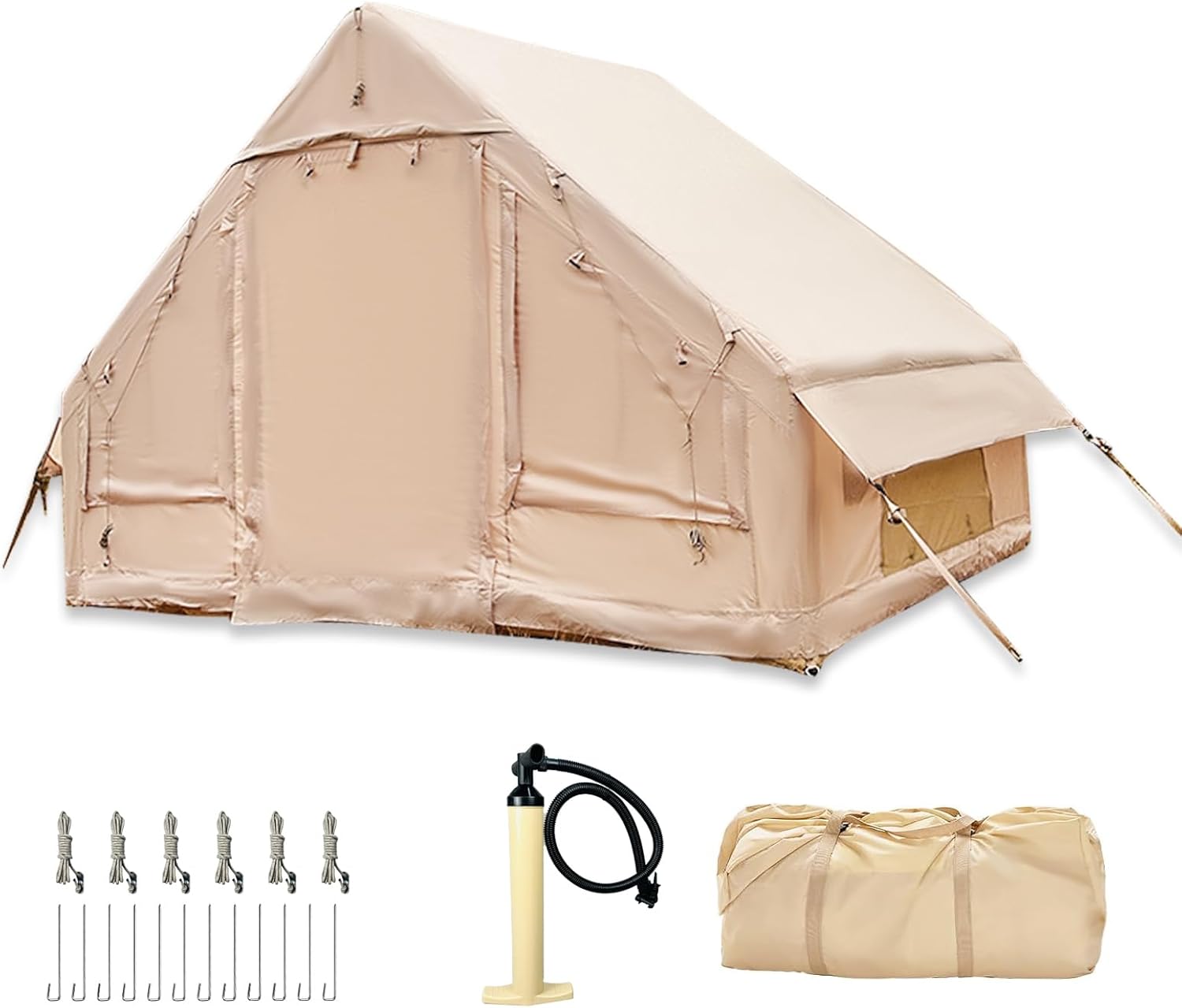 เต็นท์ตั้งแคมป์แบบเป่าลมติดตั้งง่าย 4 ฤดูกาล เต็นท์แบบ Glamping พร้อมโครงสร้างเป่าลมประสิทธิภาพสูงสำหรับ 4-6 คน เต็นท์เป่าลมแบบกันลมสำหรับกลางแจ้งที่รองรับตัวเองได้ เต็นท์เป่าลมสำหรับบ้านพกพา
