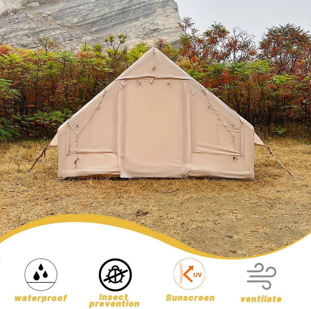 เต็นท์ตั้งแคมป์แบบเป่าลมติดตั้งง่าย 4 ฤดูกาล เต็นท์แบบ Glamping พร้อมโครงสร้างเป่าลมประสิทธิภาพสูงสำหรับ 4-6 คน เต็นท์เป่าลมแบบกันลมสำหรับกลางแจ้งที่รองรับตัวเองได้ เต็นท์เป่าลมสำหรับบ้านพกพา