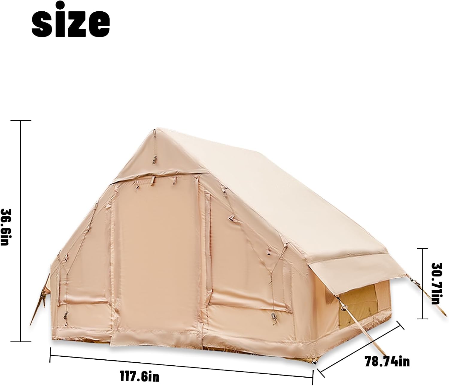 เต็นท์ตั้งแคมป์แบบเป่าลมติดตั้งง่าย 4 ฤดูกาล เต็นท์แบบ Glamping พร้อมโครงสร้างเป่าลมประสิทธิภาพสูงสำหรับ 4-6 คน เต็นท์เป่าลมแบบกันลมสำหรับกลางแจ้งที่รองรับตัวเองได้ เต็นท์เป่าลมสำหรับบ้านพกพา
