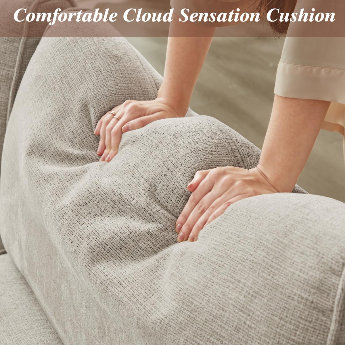 80' Loveseat Sofa, Small Couches for Living Room, Modern Love Seat 3 Seater Chenille Linen Sofa Couches, Removable Cushion Cover, Comfy Couch for Bedroom/Office/Apartment/Small Space, Beige · v2